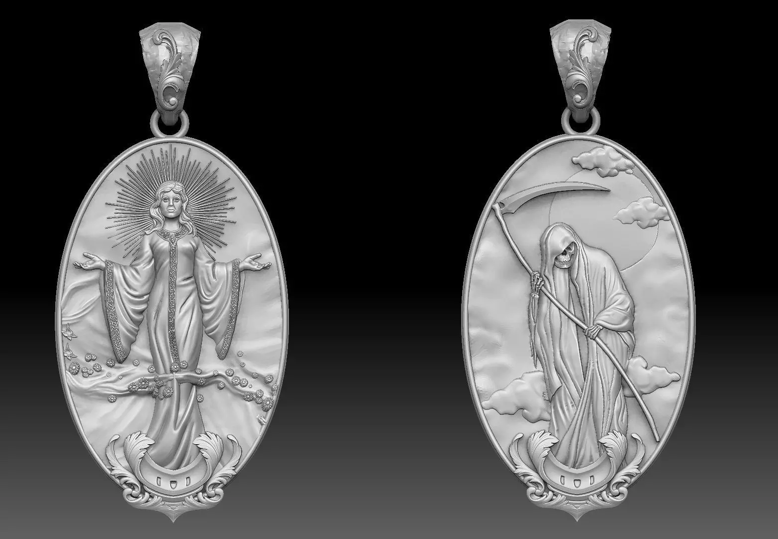 life and death Pendant 3d model  3D print model_0