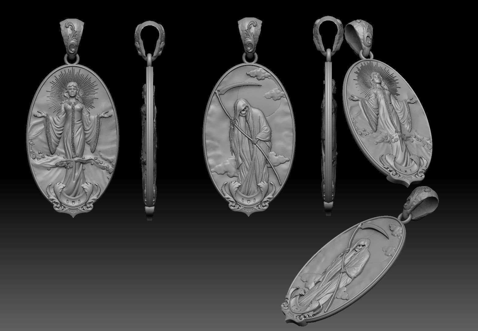 life and death Pendant 3d model  3D print model_2