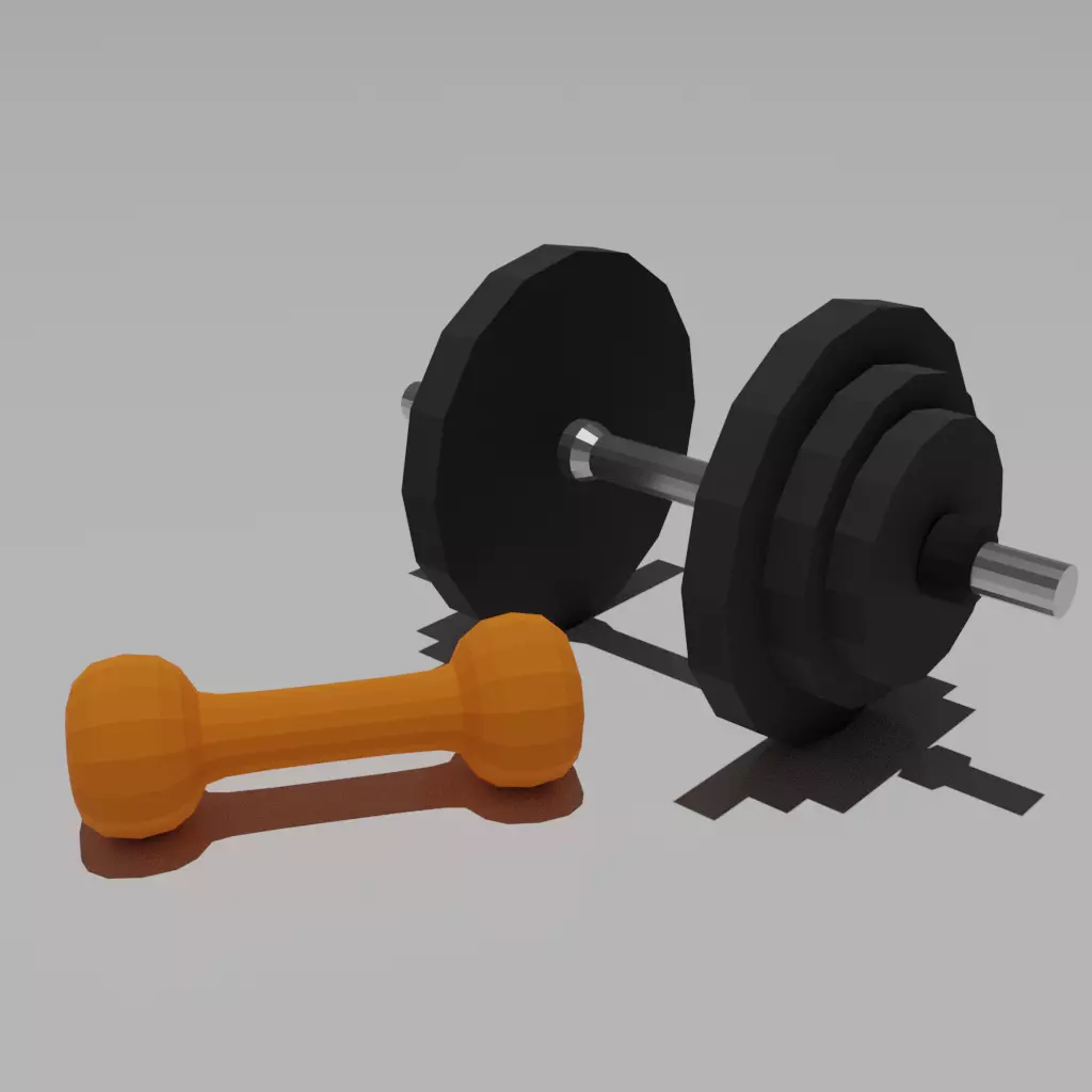 Dumbbell and weight Free low-poly 3D model