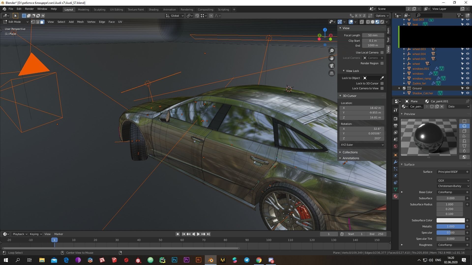 Audi S7 2020 hight resolution low-poly model  A8  A7 Low-poly 3D model_8