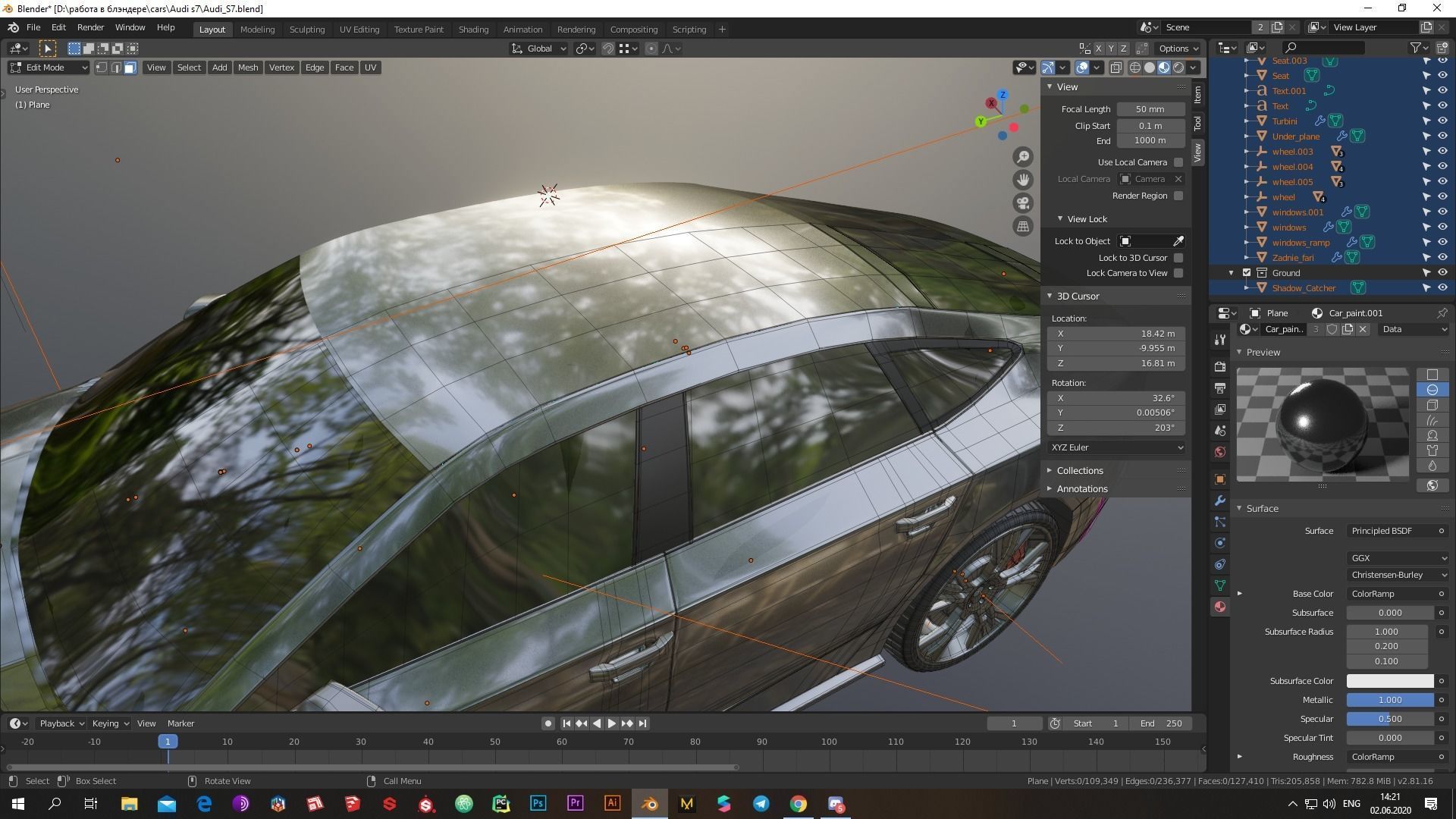Audi S7 2020 hight resolution low-poly model  A8  A7 Low-poly 3D model_13