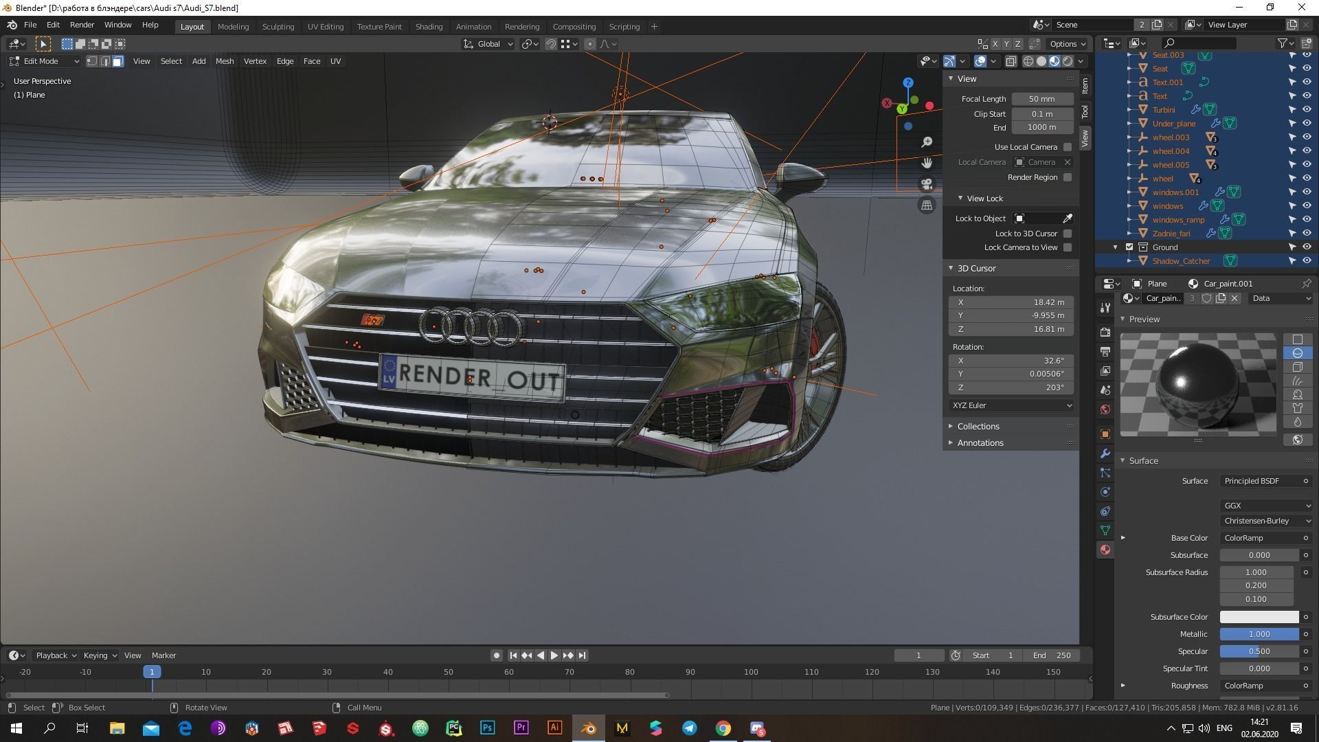 Audi S7 2020 hight resolution low-poly model  A8  A7 Low-poly 3D model_12