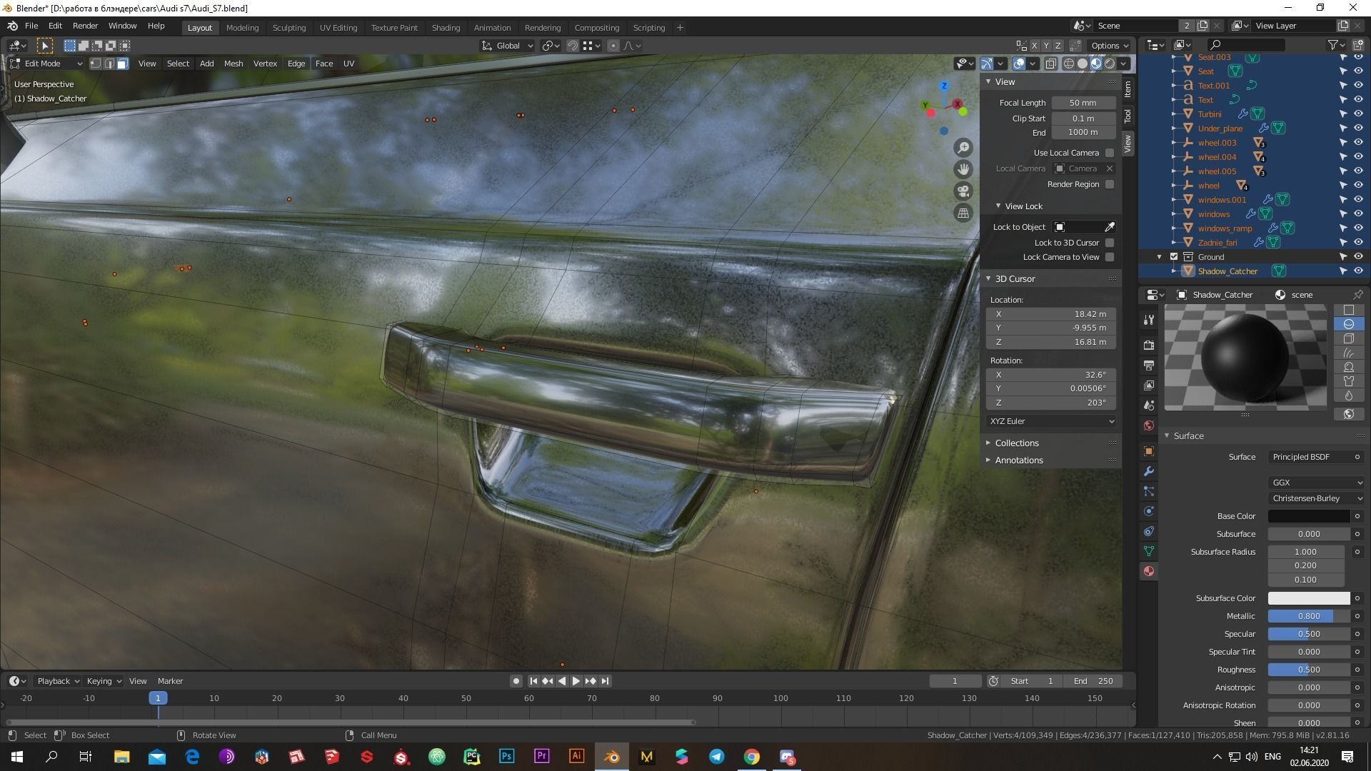 Audi S7 2020 hight resolution low-poly model  A8  A7 Low-poly 3D model_14