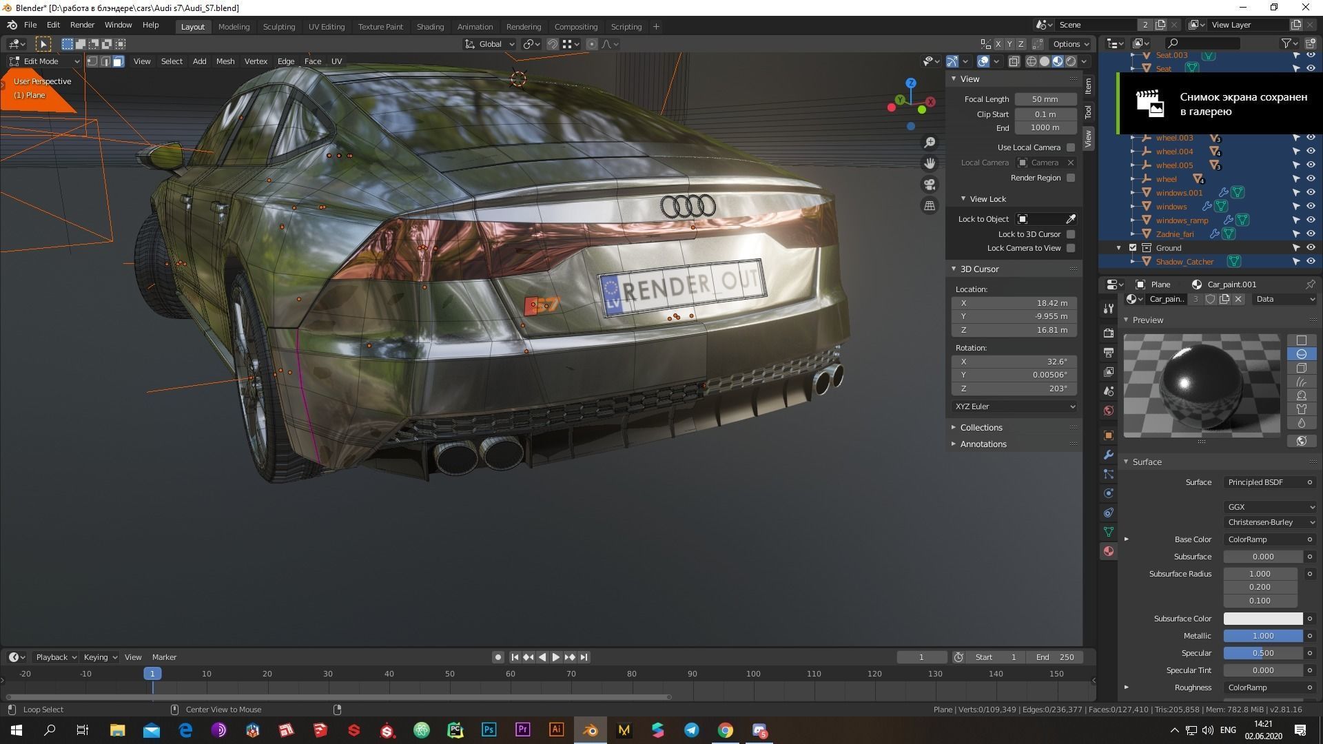 Audi S7 2020 hight resolution low-poly model  A8  A7 Low-poly 3D model_11