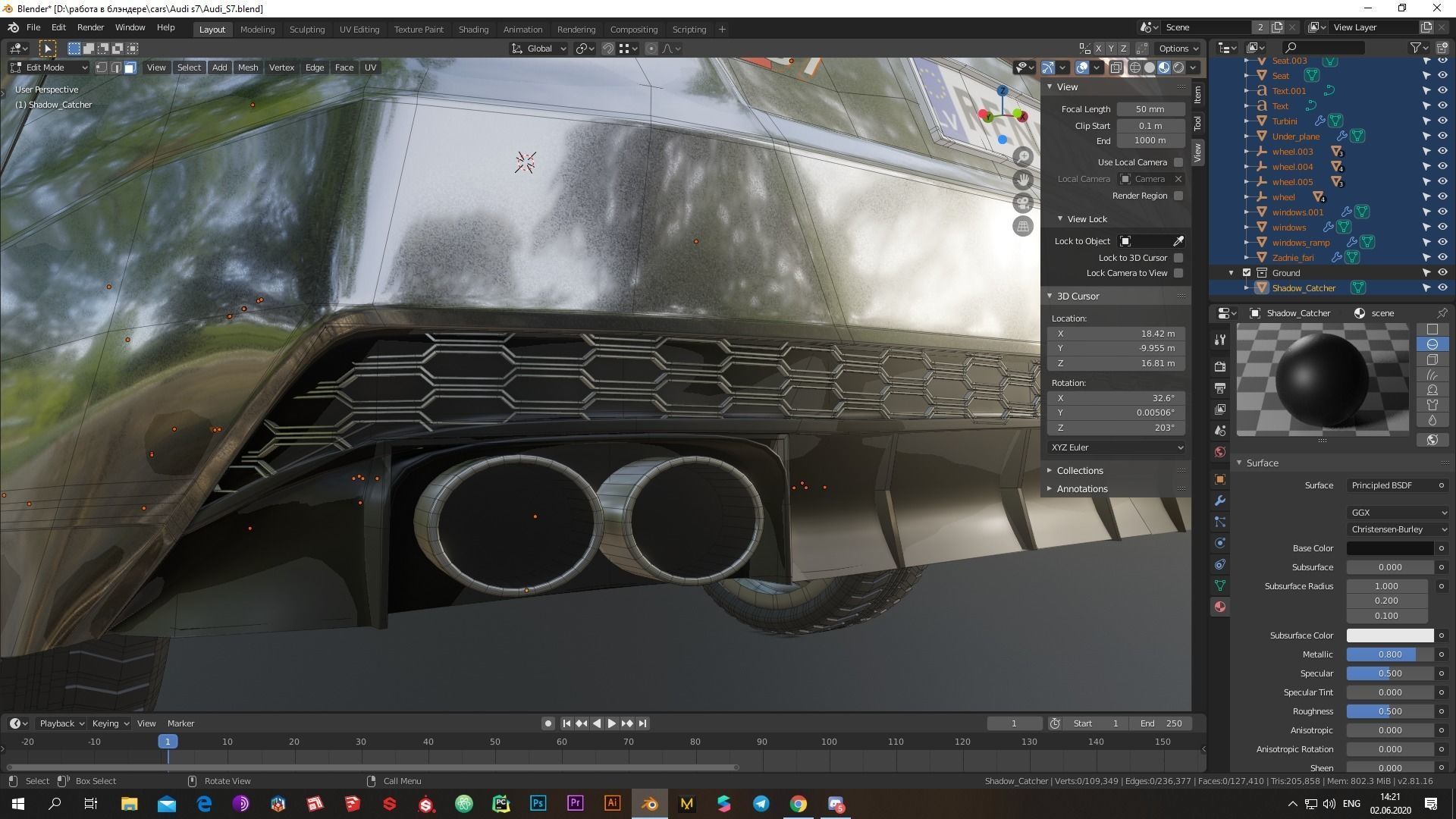 Audi S7 2020 hight resolution low-poly model  A8  A7 Low-poly 3D model_18