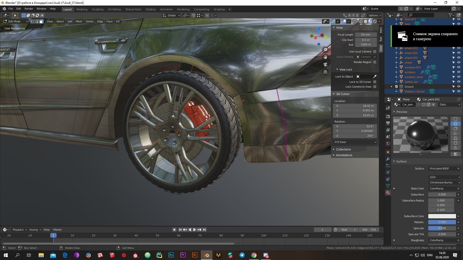 Audi S7 2020 hight resolution low-poly model  A8  A7 Low-poly 3D model_7