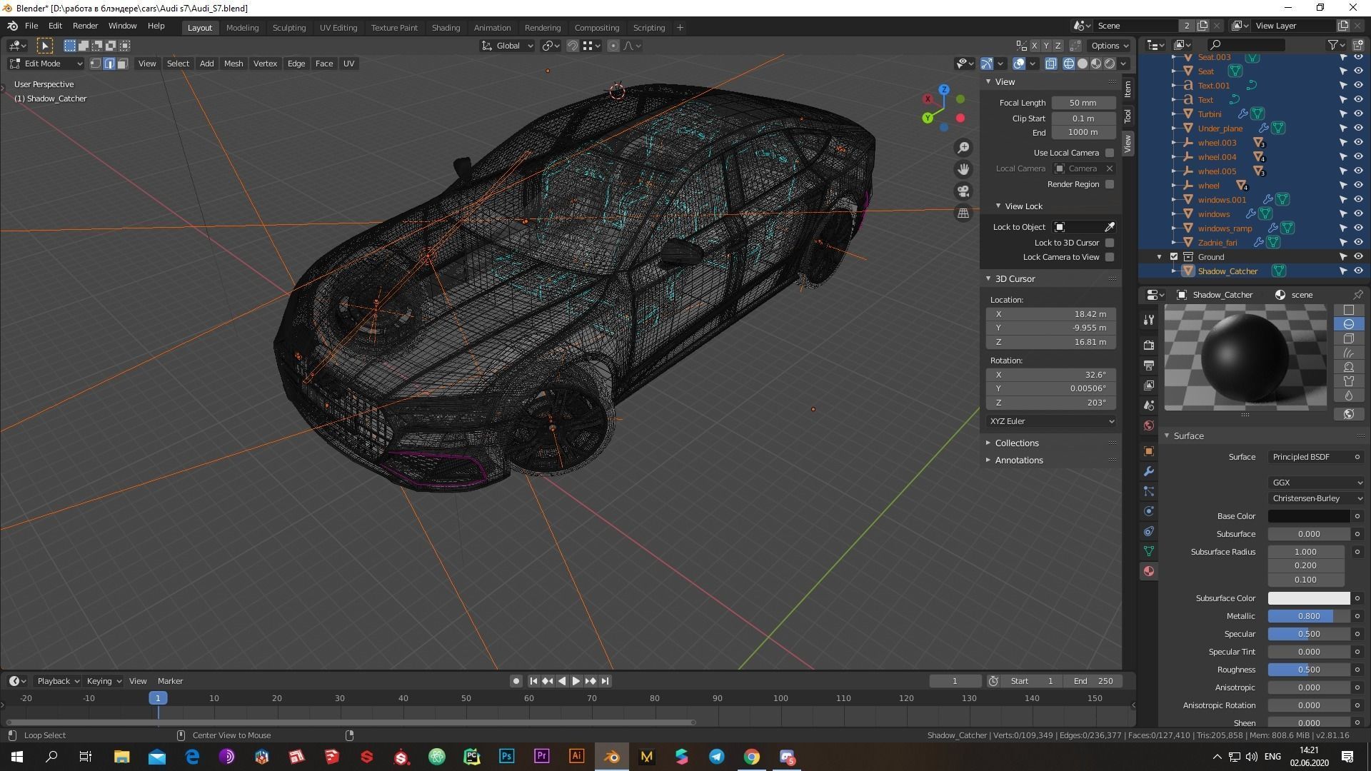 Audi S7 2020 hight resolution low-poly model  A8  A7 Low-poly 3D model_21
