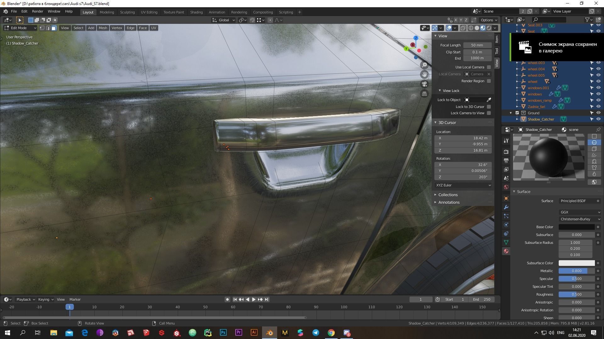 Audi S7 2020 hight resolution low-poly model  A8  A7 Low-poly 3D model_16