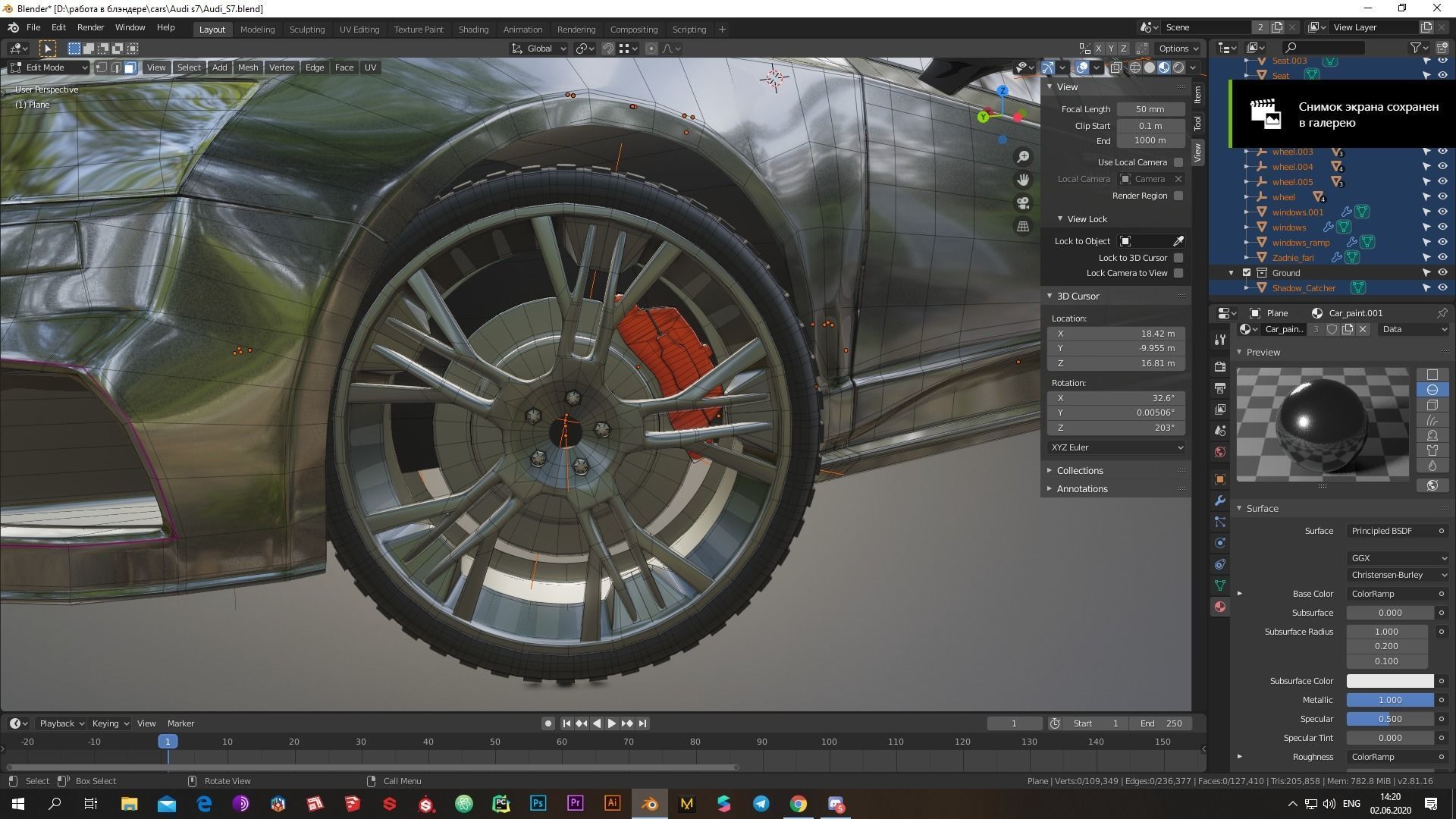 Audi S7 2020 hight resolution low-poly model  A8  A7 Low-poly 3D model_6