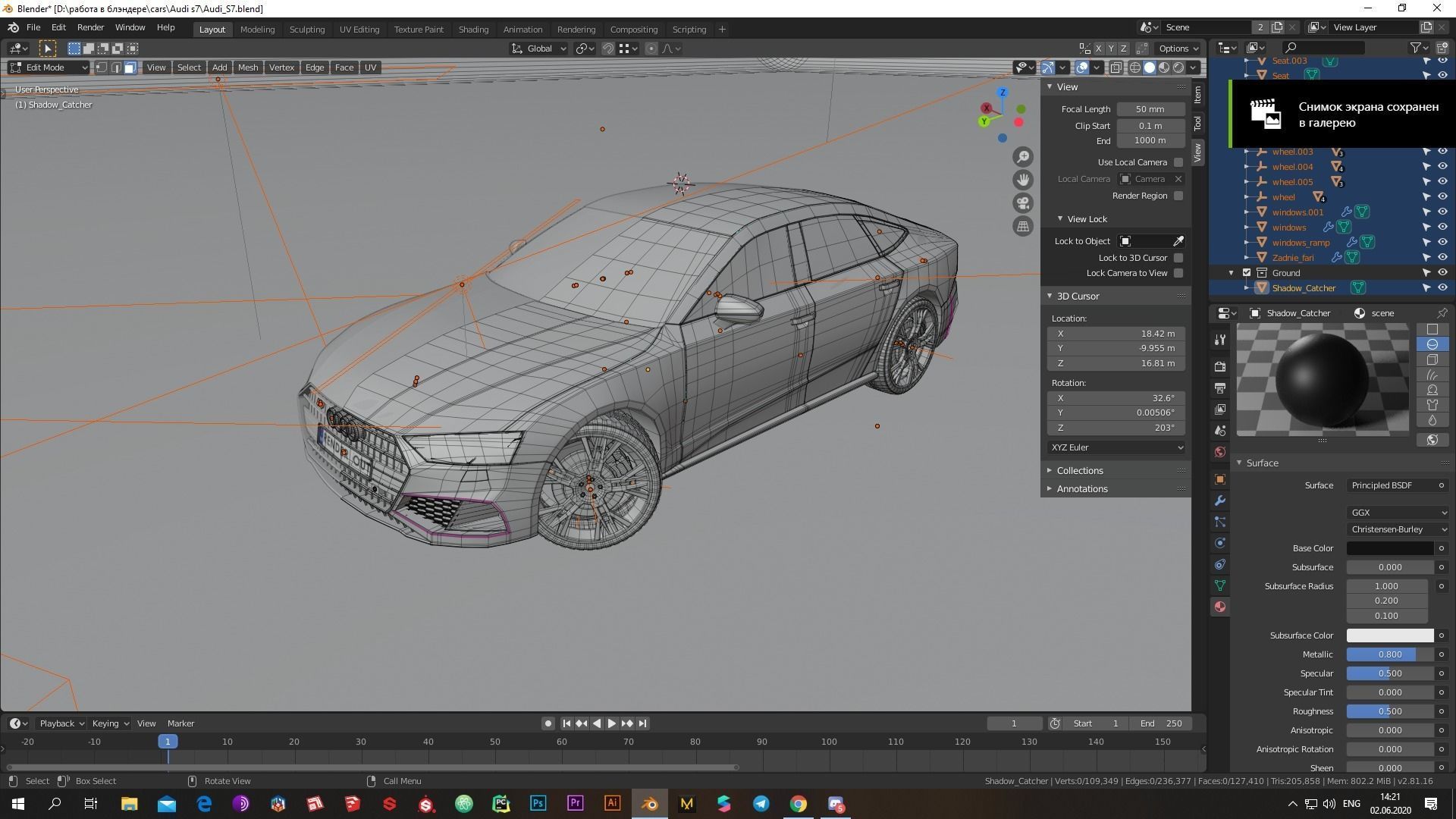 Audi S7 2020 hight resolution low-poly model  A8  A7 Low-poly 3D model_17