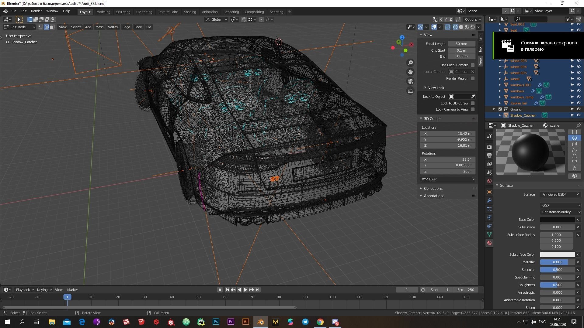 Audi S7 2020 hight resolution low-poly model  A8  A7 Low-poly 3D model_19