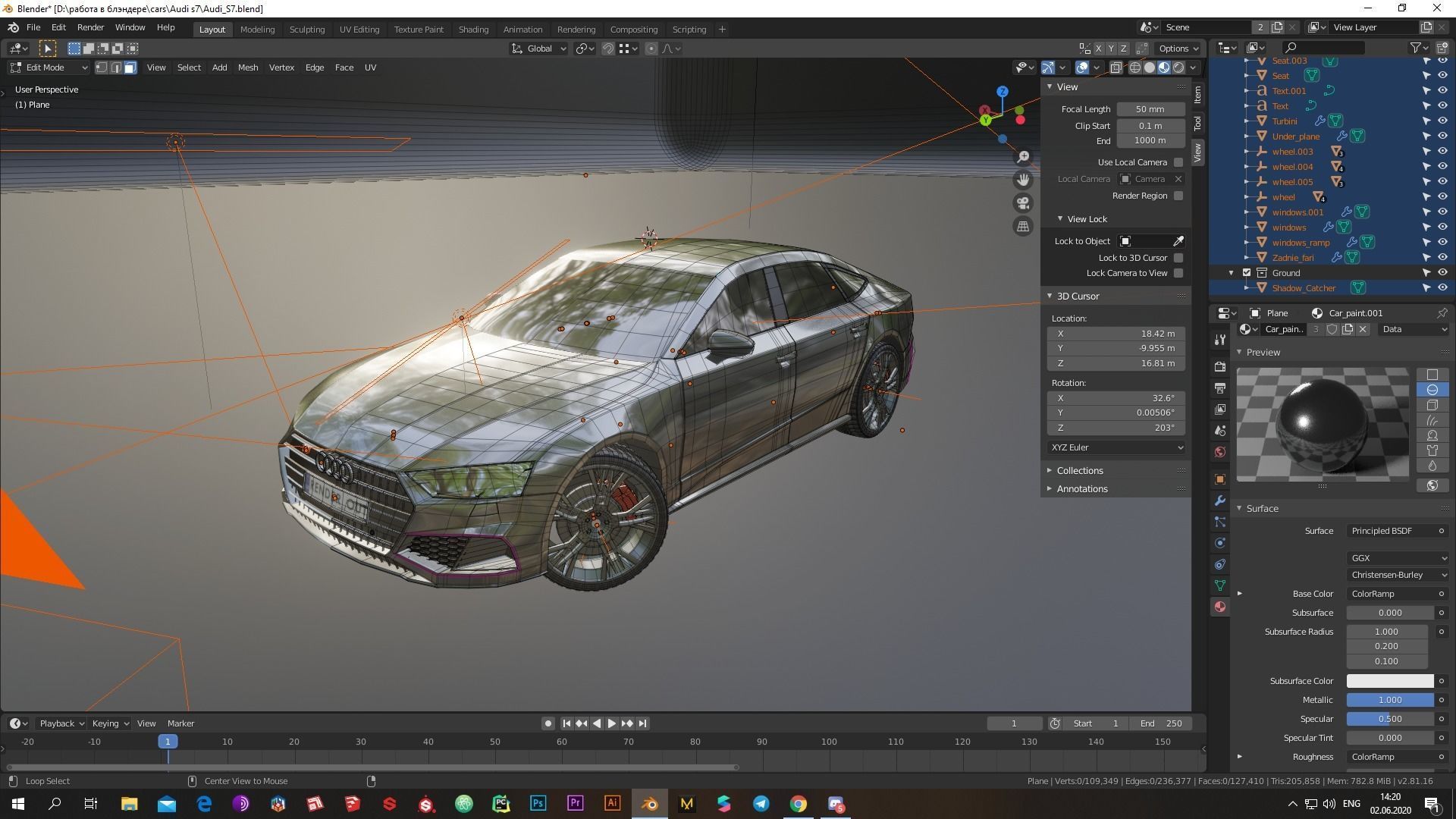 Audi S7 2020 hight resolution low-poly model  A8  A7 Low-poly 3D model_5