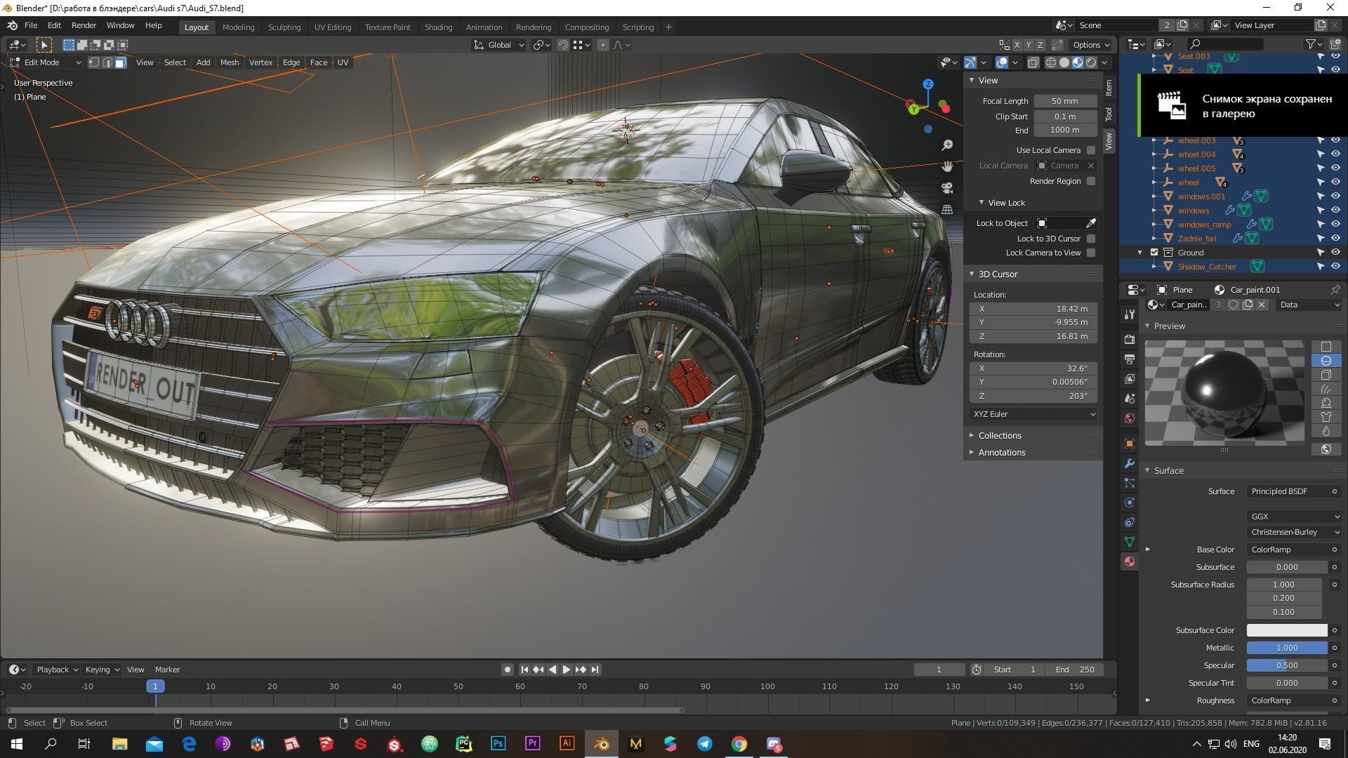 Audi S7 2020 hight resolution low-poly model  A8  A7 Low-poly 3D model_9