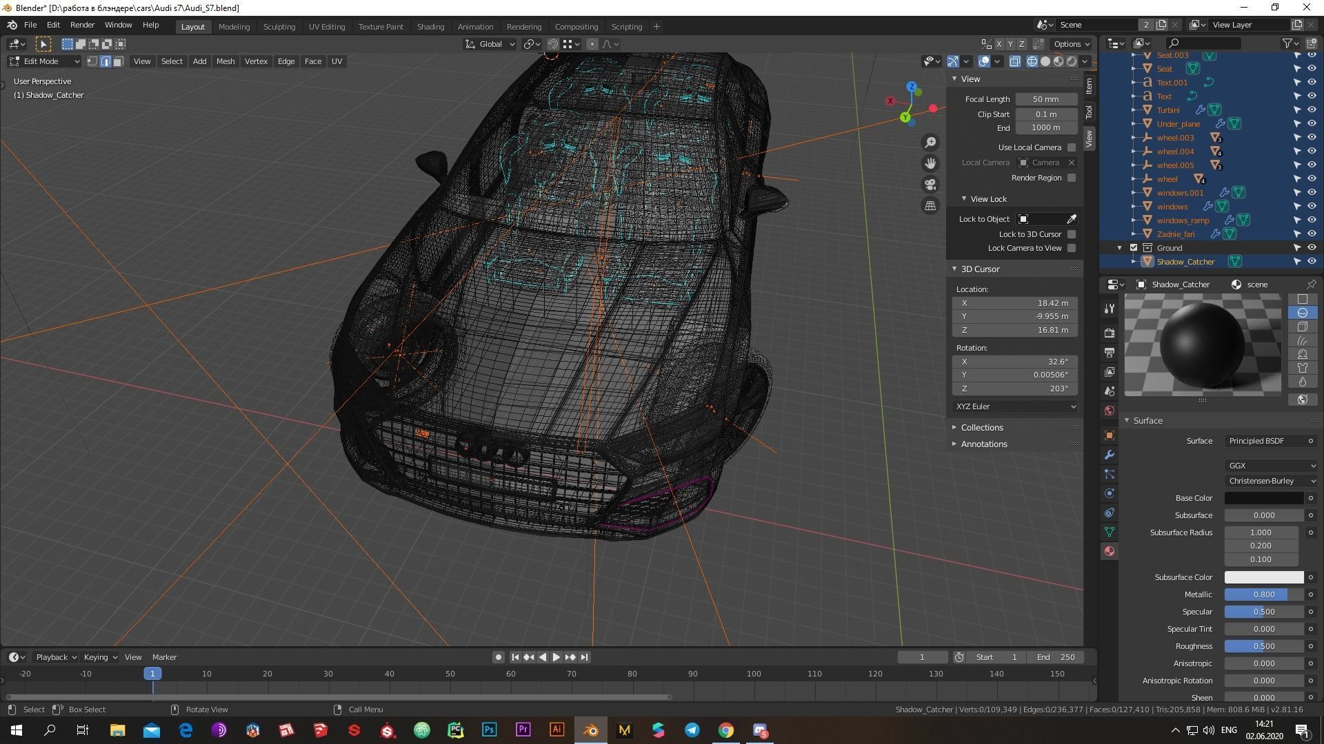 Audi S7 2020 hight resolution low-poly model  A8  A7 Low-poly 3D model_20