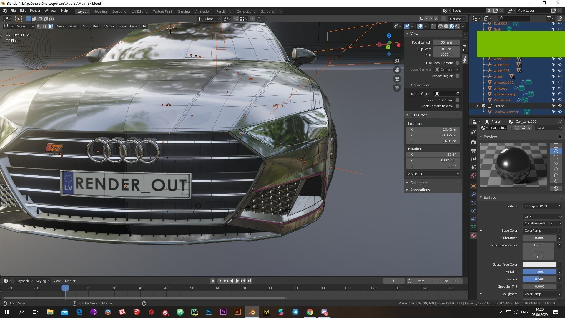 Audi S7 2020 hight resolution low-poly model  A8  A7 Low-poly 3D model_10