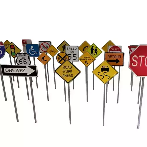 Road Signs 27 Pack Low-poly 3D model