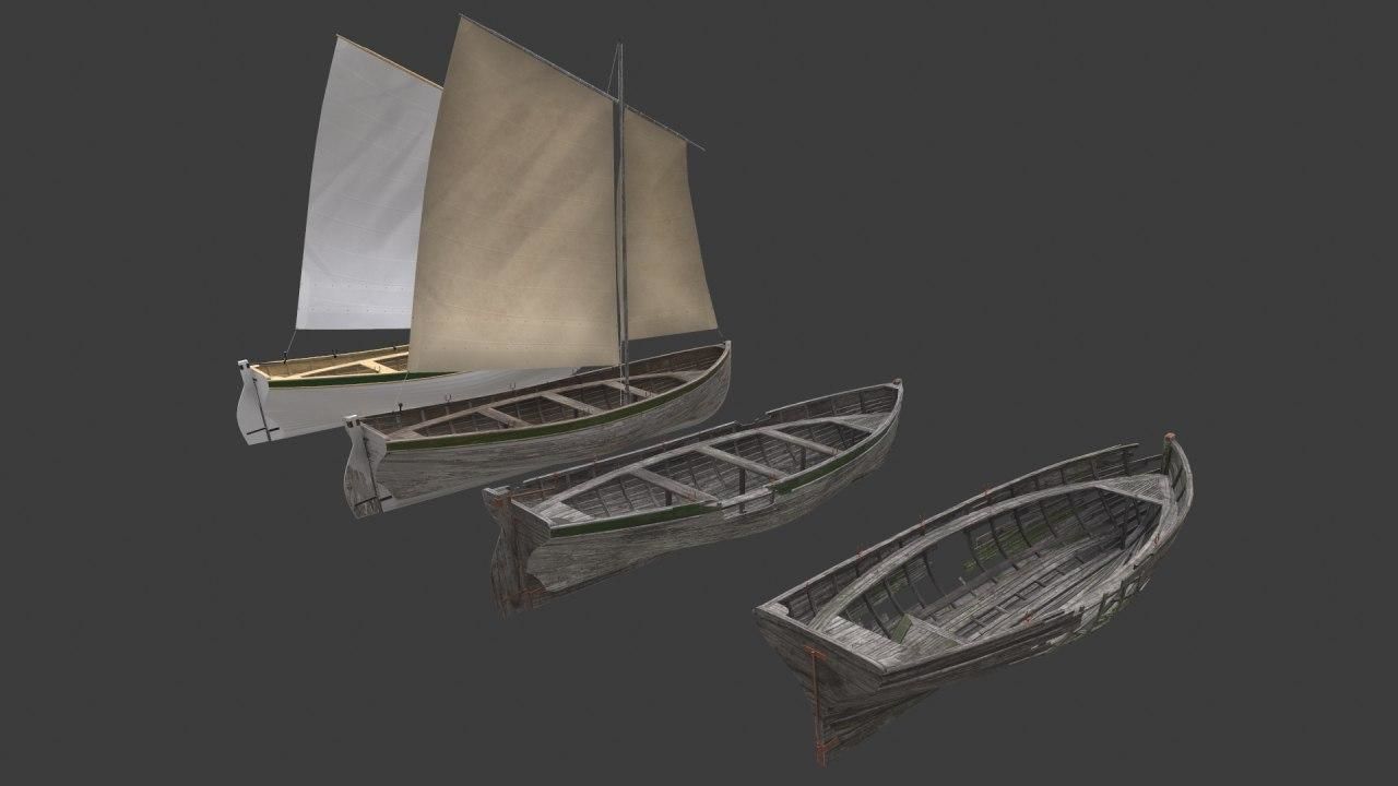 Wooden boats Yal-6 3D Model Collection_8