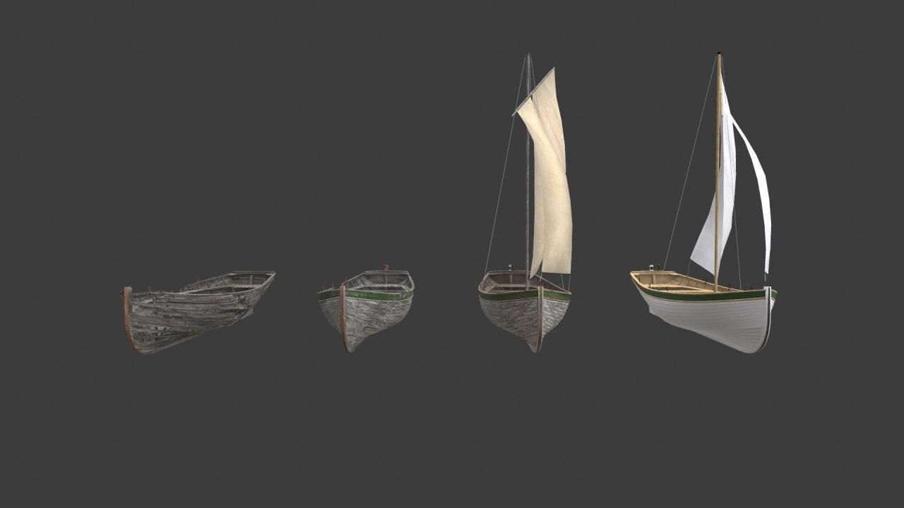 Wooden boats Yal-6 3D Model Collection_7