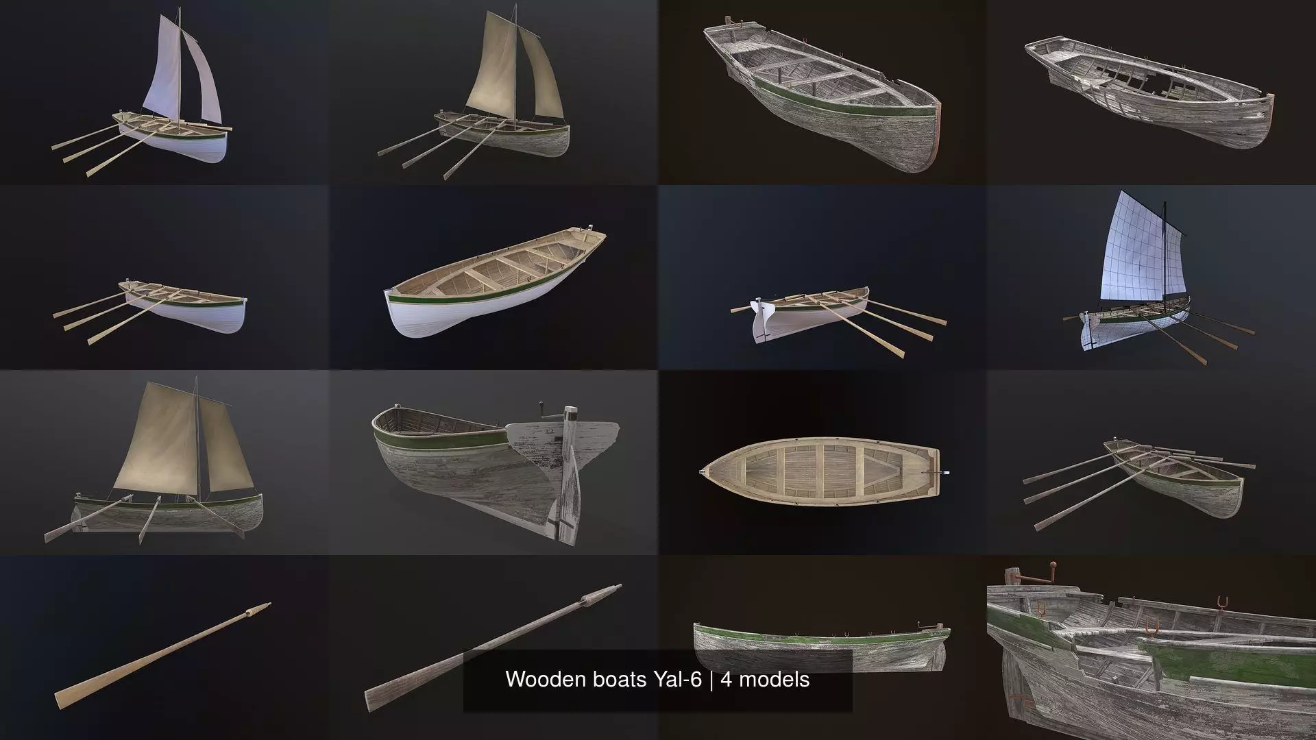 Wooden boats Yal-6 3D Model Collection_5