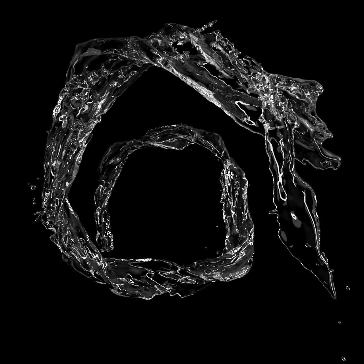 Animated water-liquid splash simulation - NO PLUGIN 3D model_5