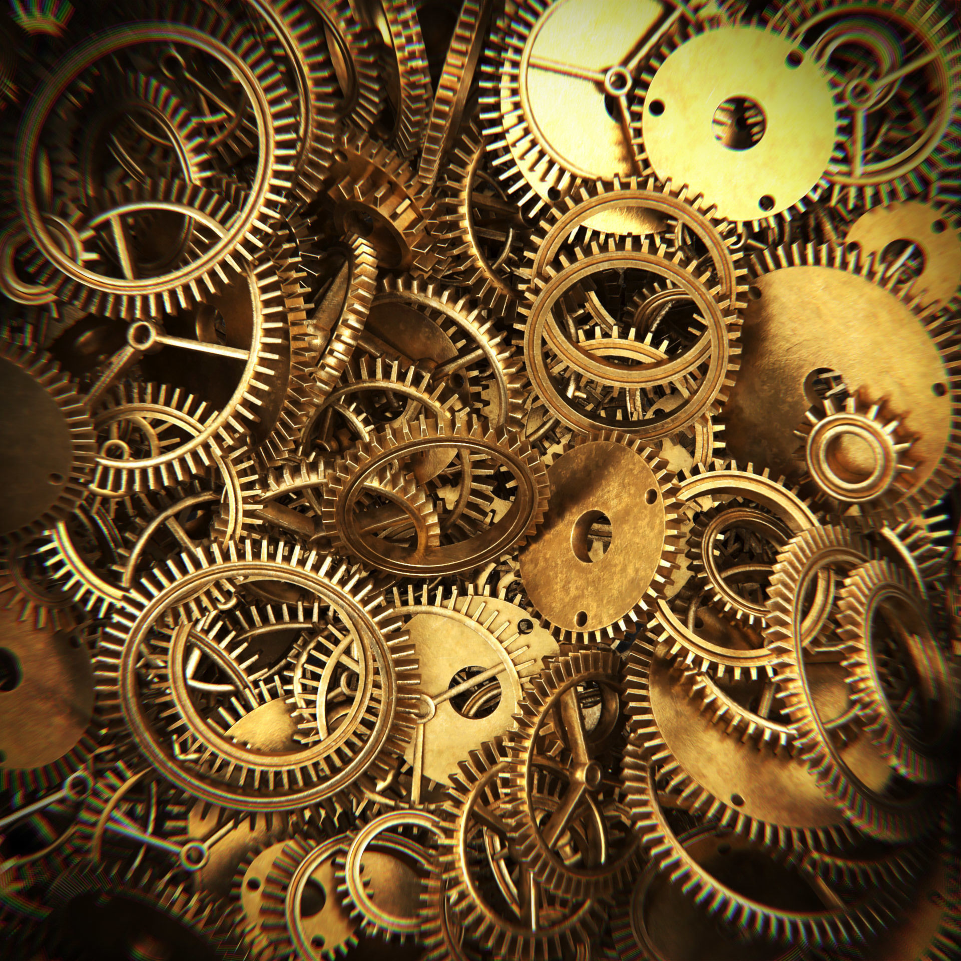 Assortment of 21 brass Cogs 3D model_1