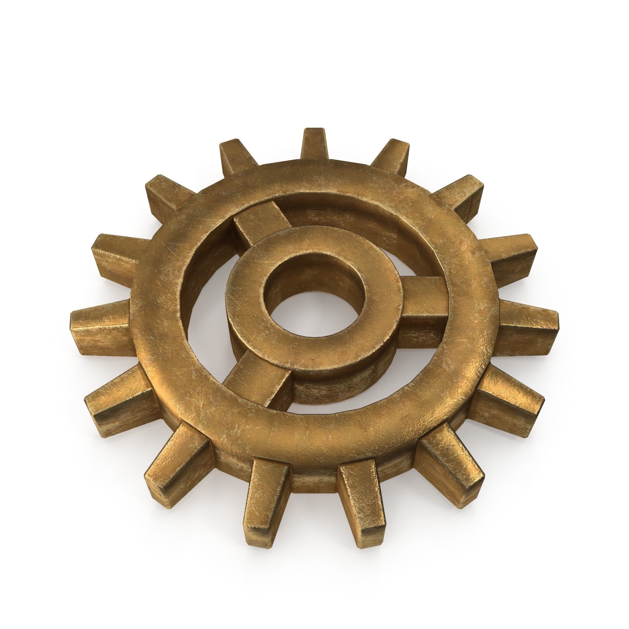 Assortment of 21 brass Cogs 3D model_8