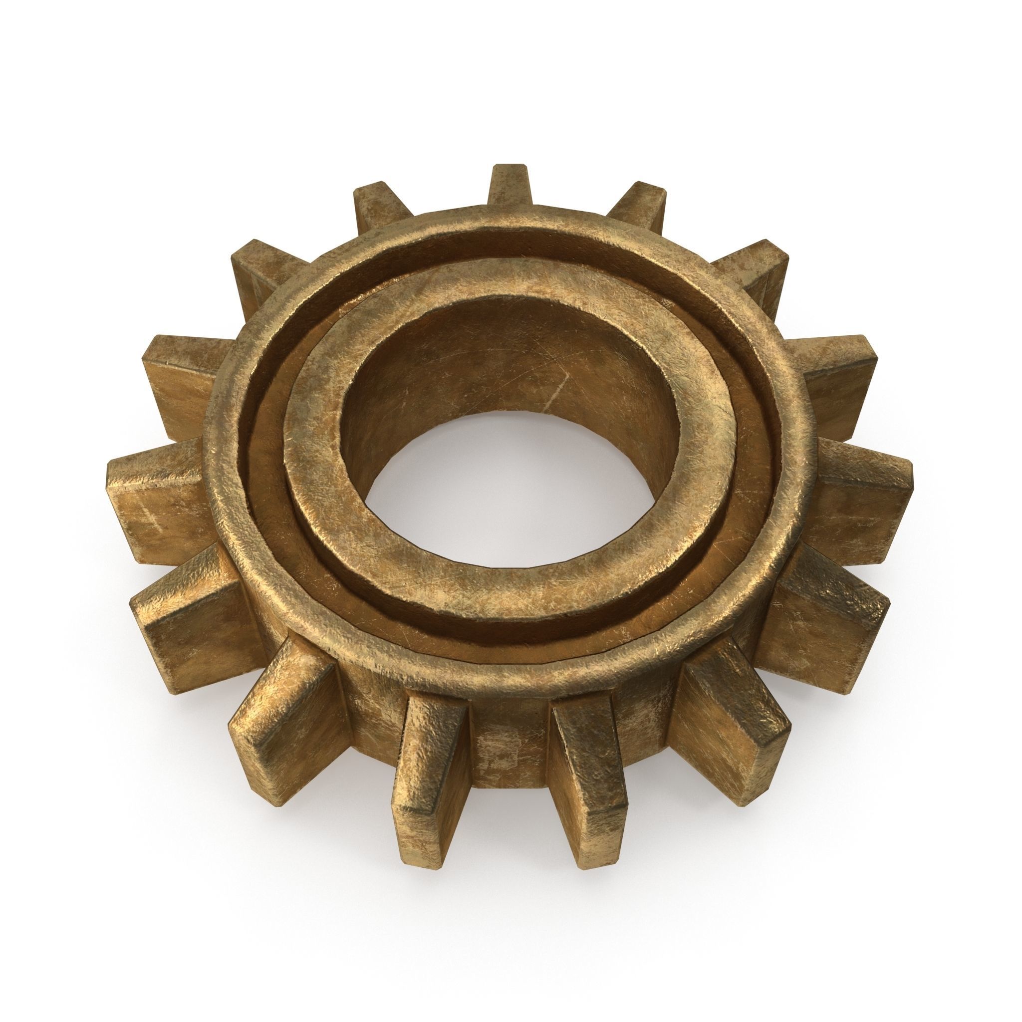 Assortment of 21 brass Cogs 3D model_6