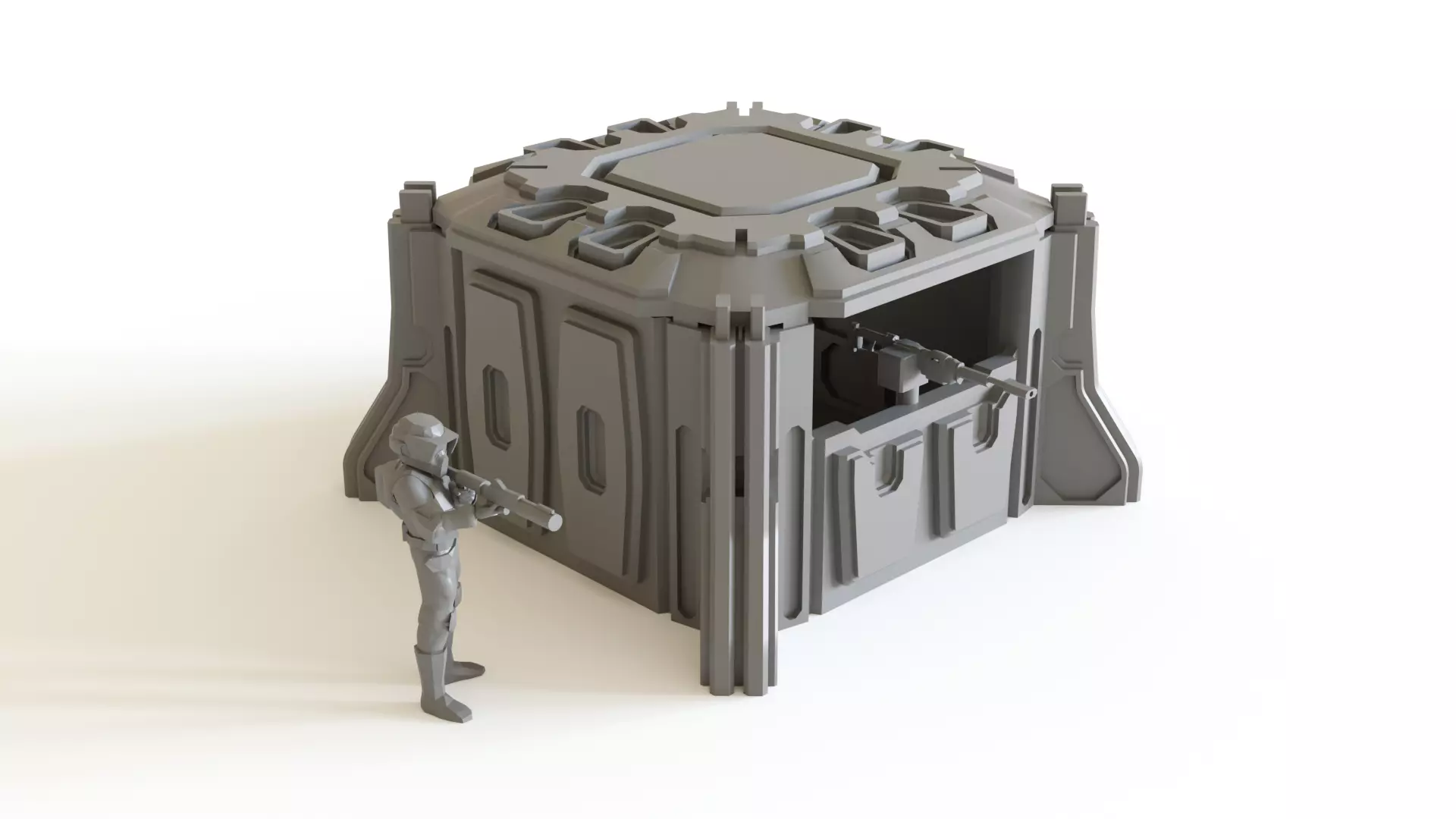 Sci fi Pillbox for tabletop scenery 3D print model_0