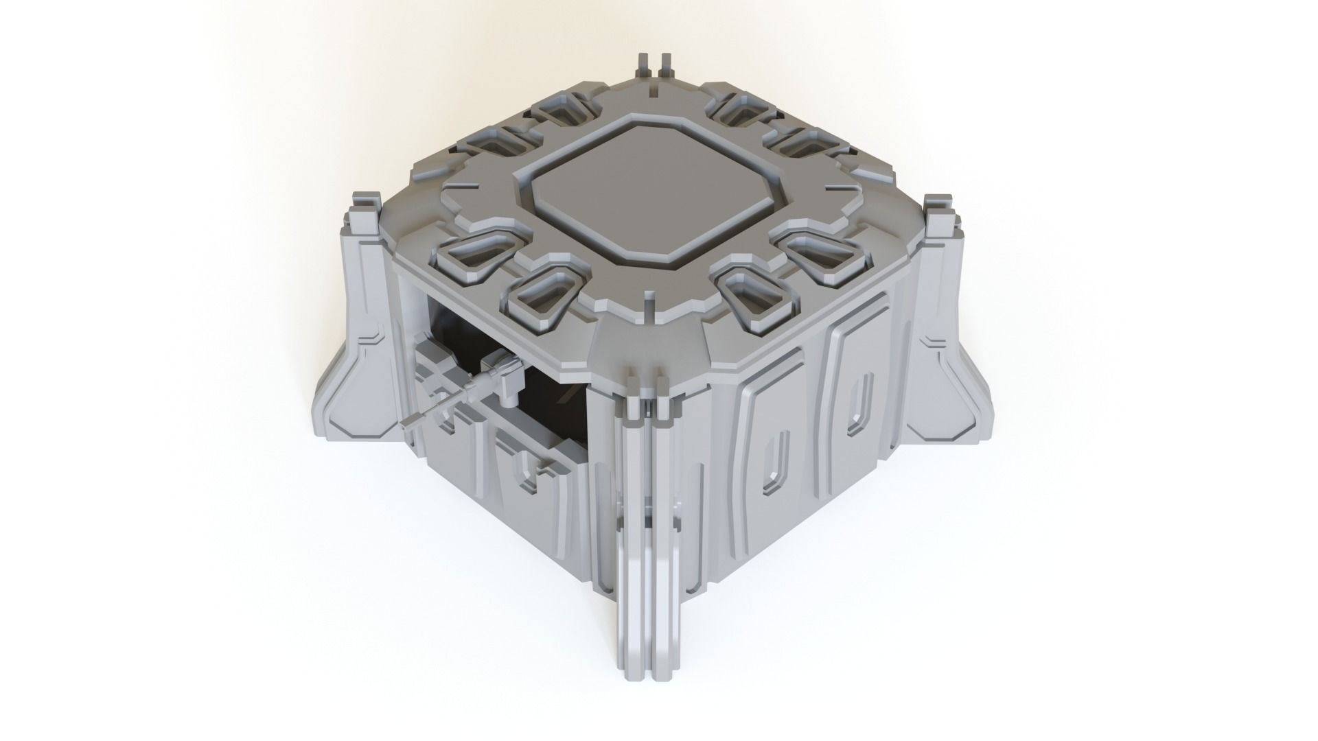 Sci fi Pillbox for tabletop scenery 3D print model_4