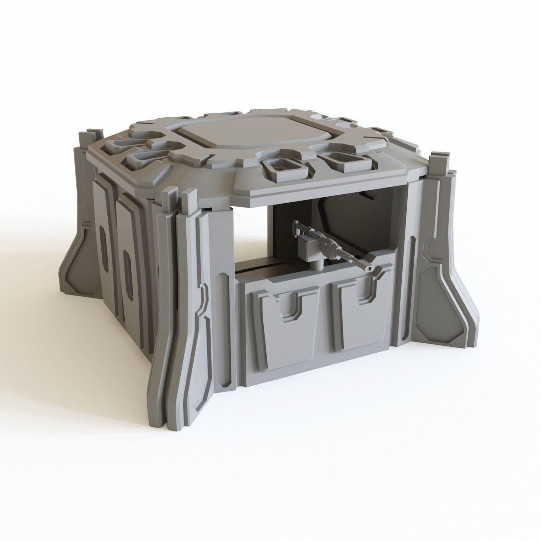 Sci fi Pillbox for tabletop scenery 3D print model_2