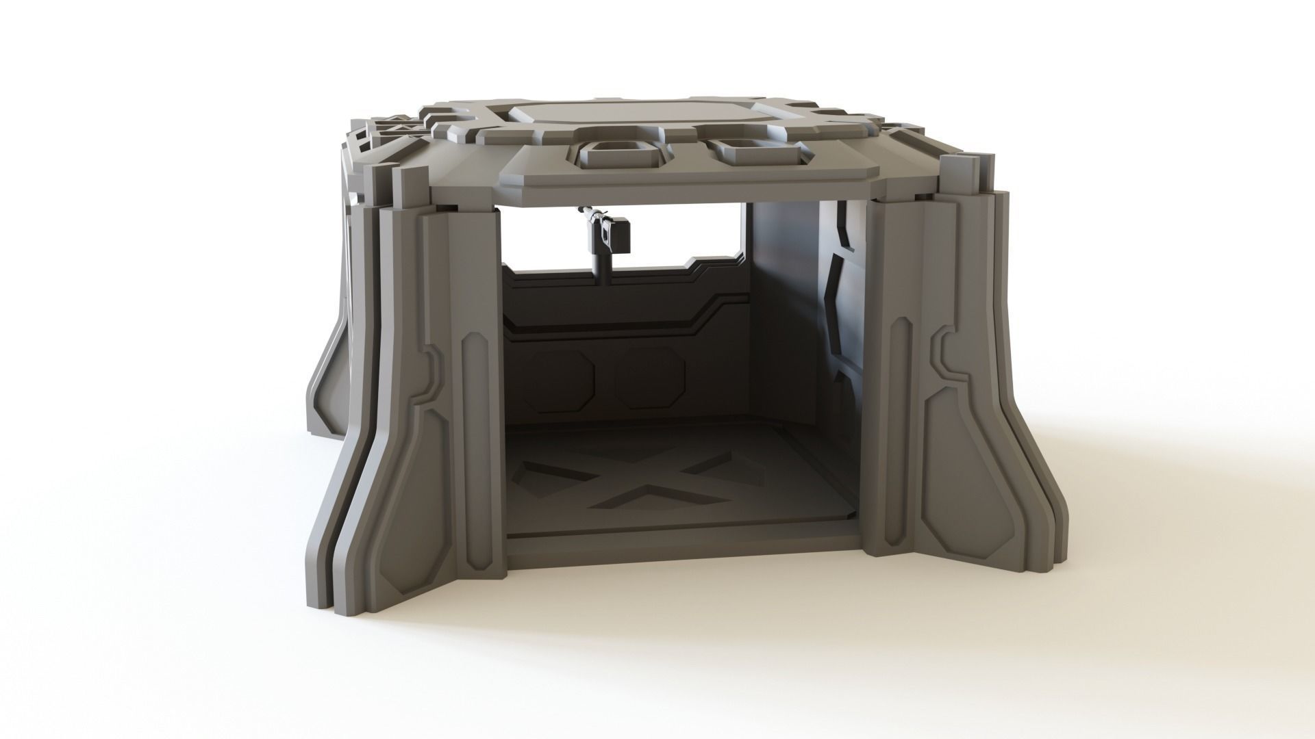 Sci fi Pillbox for tabletop scenery 3D print model_7
