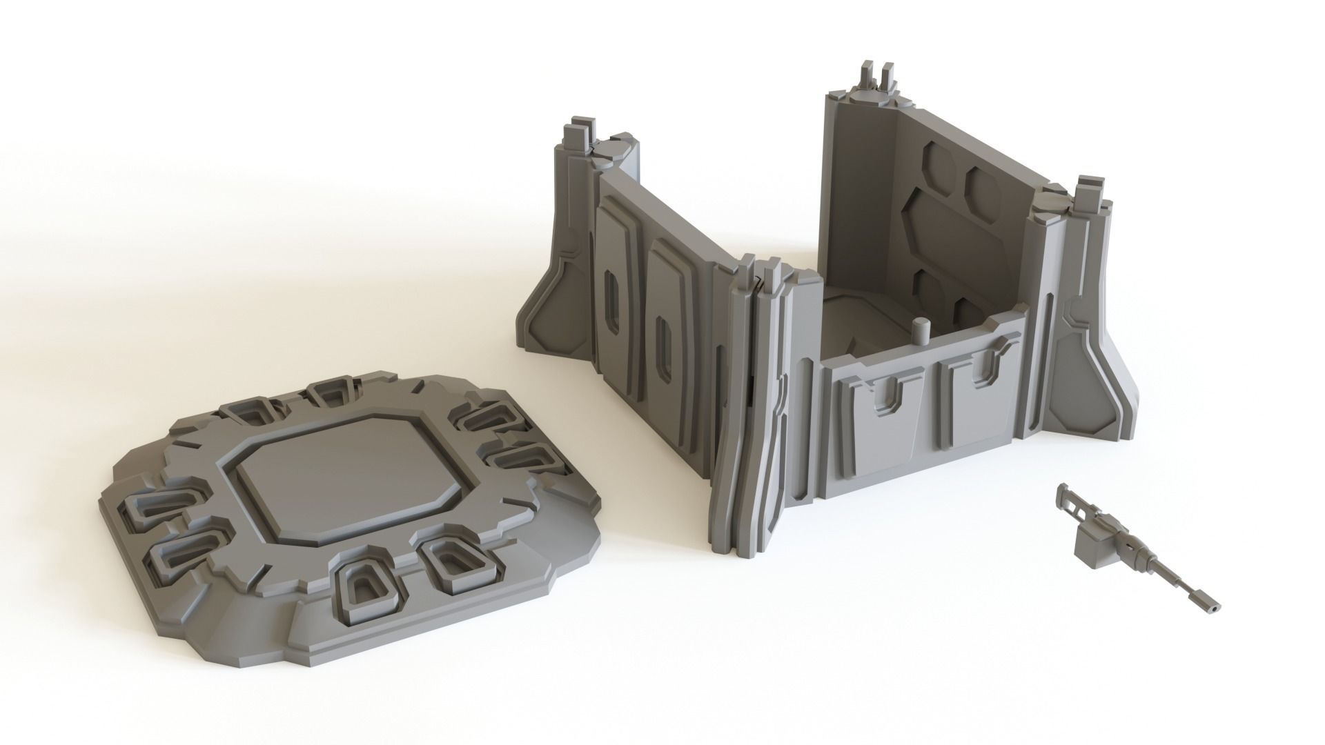 Sci fi Pillbox for tabletop scenery 3D print model_3