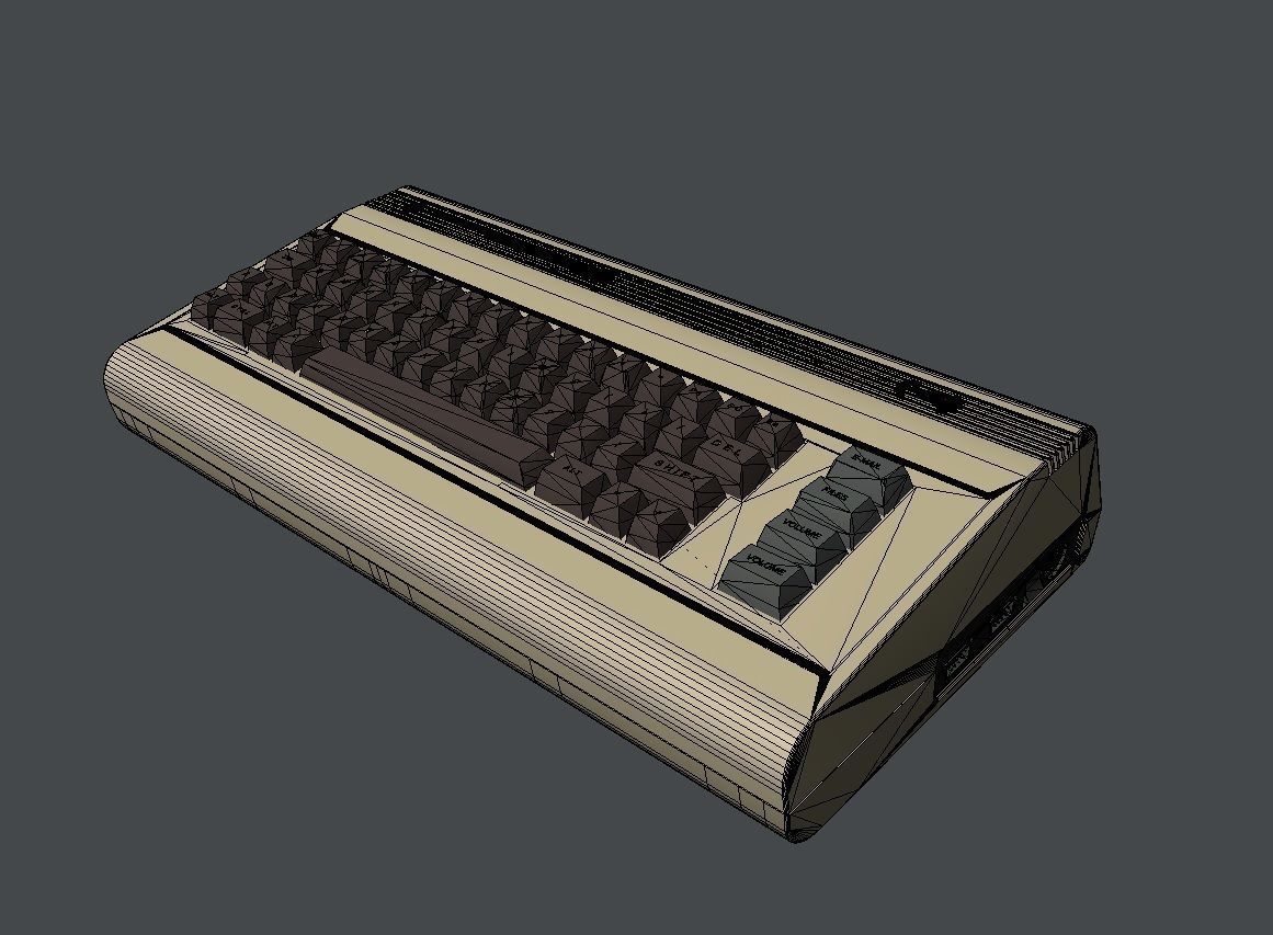 C64 Keyboard Low-poly 3D model_3