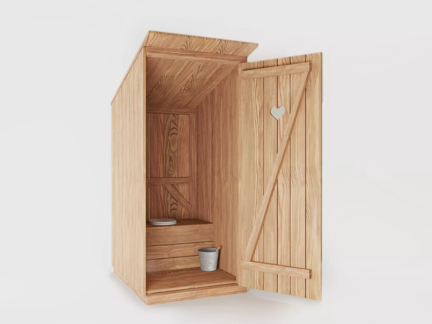 Outhouse wooden cabin 3D model_0