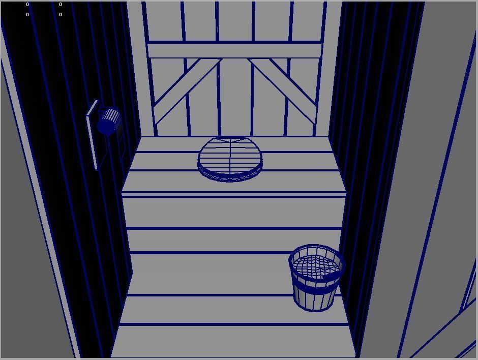 Outhouse wooden cabin 3D model_3