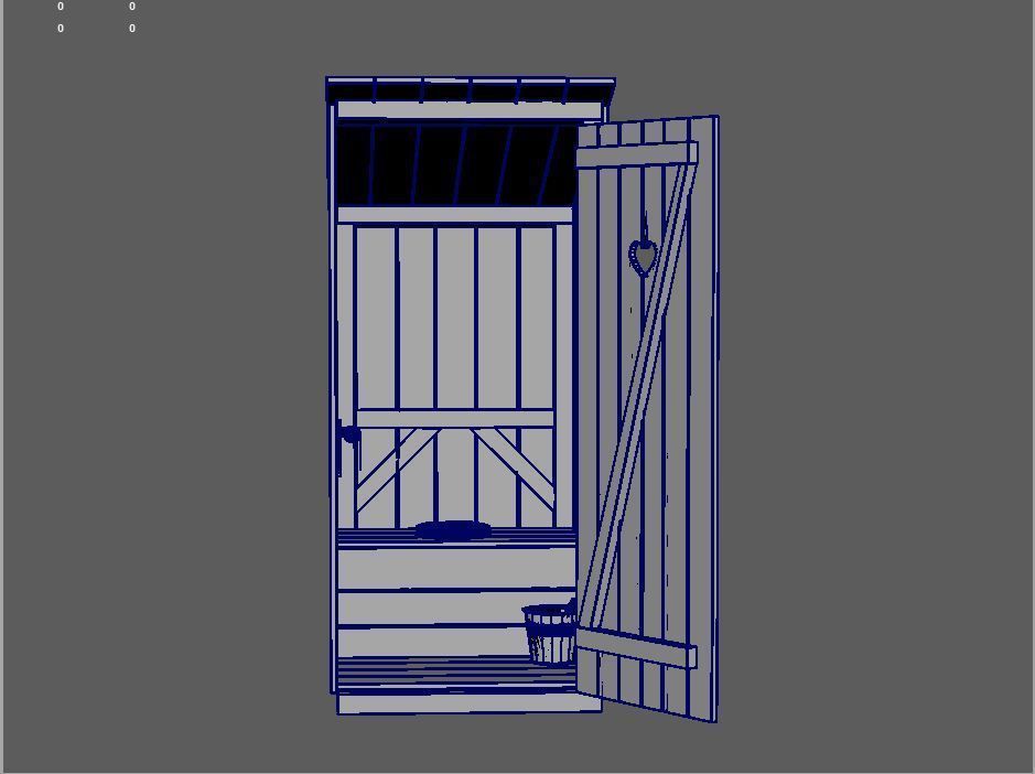 Outhouse wooden cabin 3D model_5
