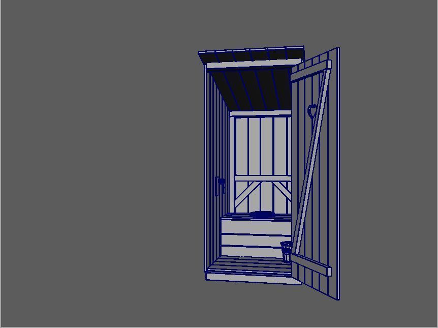 Outhouse wooden cabin 3D model_7