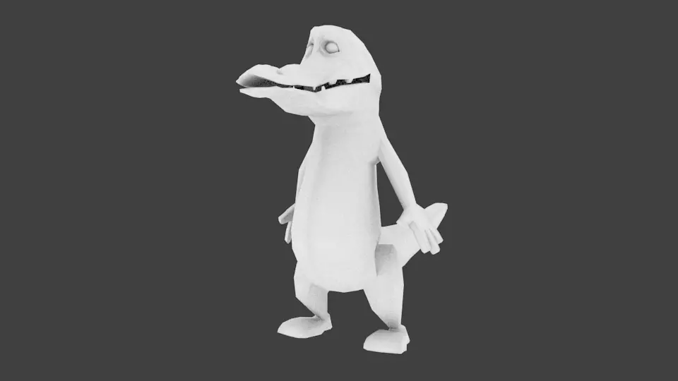 alligator cartoon made blender Low-poly 3D model