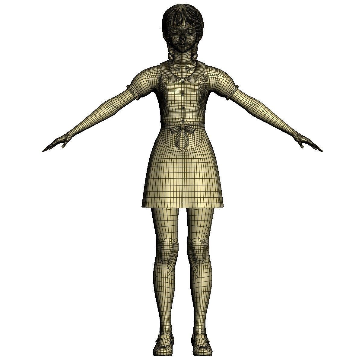  T pose nonrigged model of Kumiko with various outfit  3D model_23