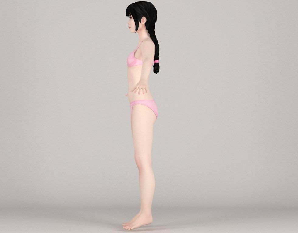  T pose nonrigged model of Kumiko with various outfit  3D model_16
