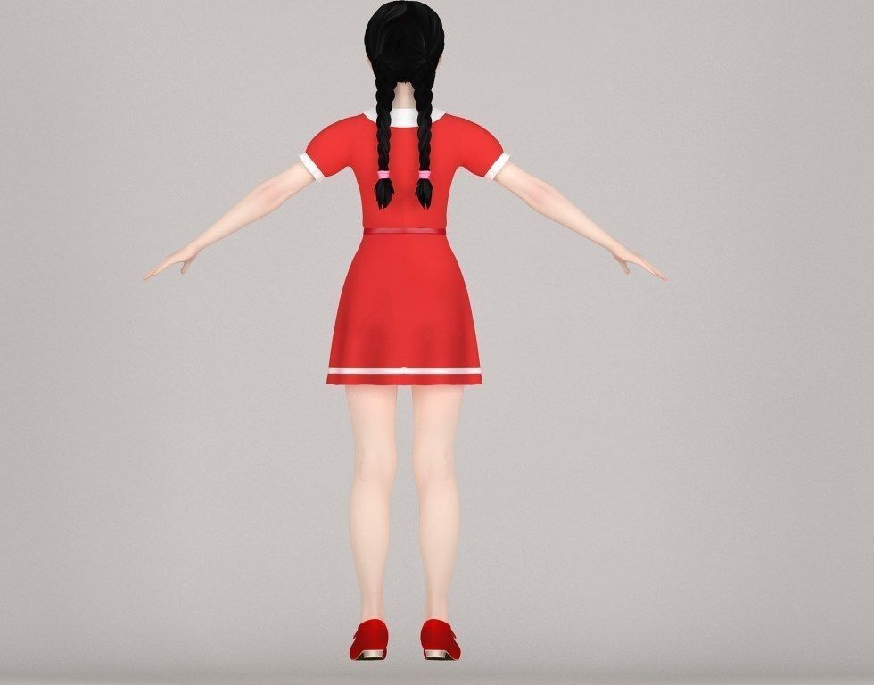  T pose nonrigged model of Kumiko with various outfit  3D model_19