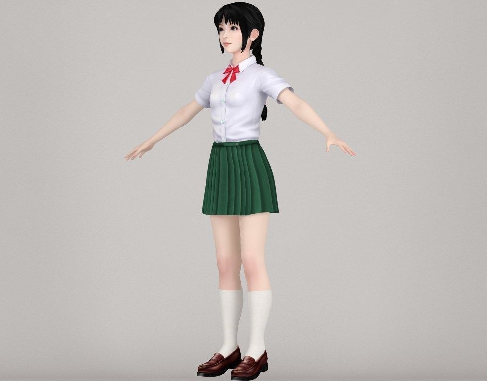  T pose nonrigged model of Kumiko with various outfit  3D model_8