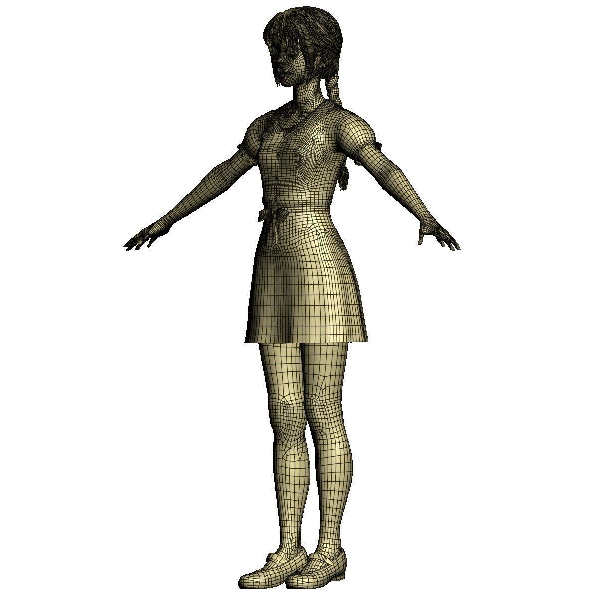 T pose rigged model of Kumiko with various outfit 3D model_25