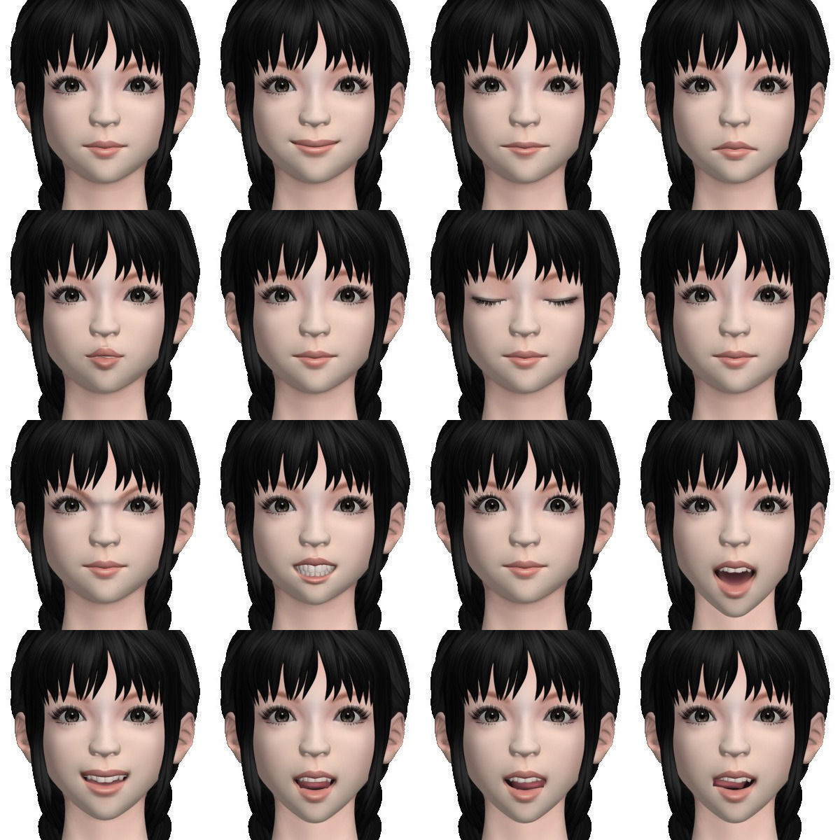 T pose rigged model of Kumiko with various outfit 3D model_3