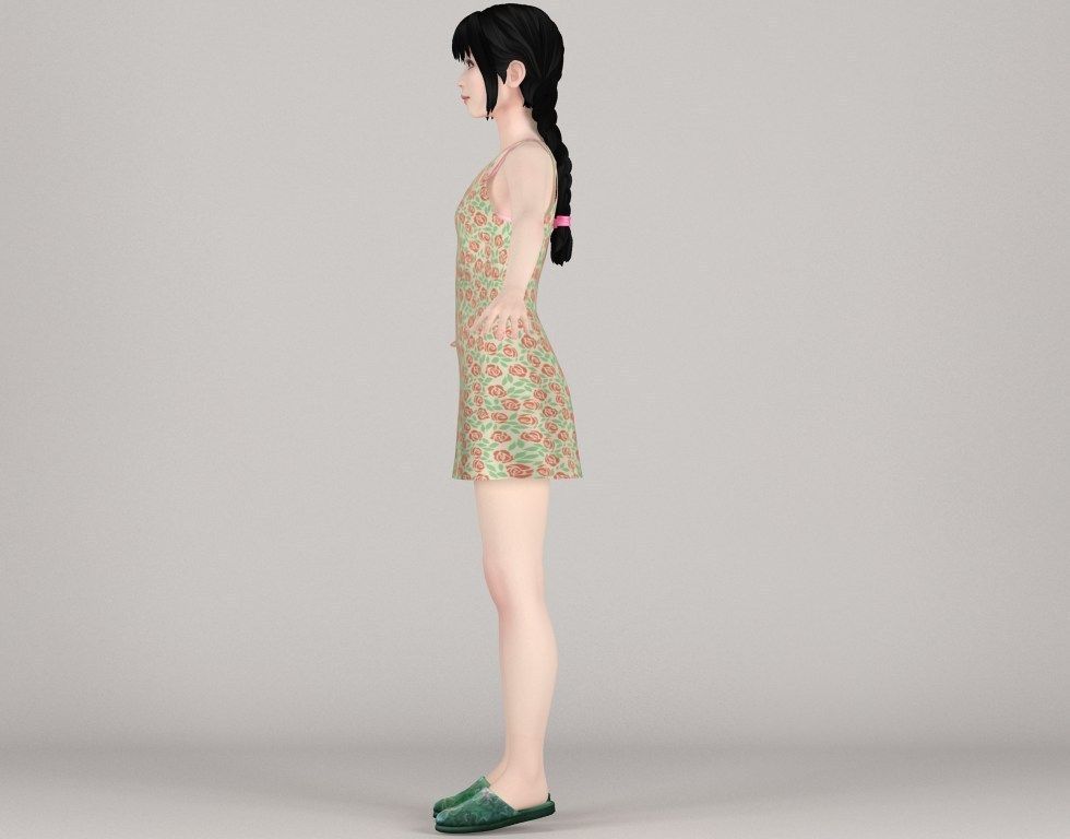 T pose rigged model of Kumiko with various outfit 3D model_16