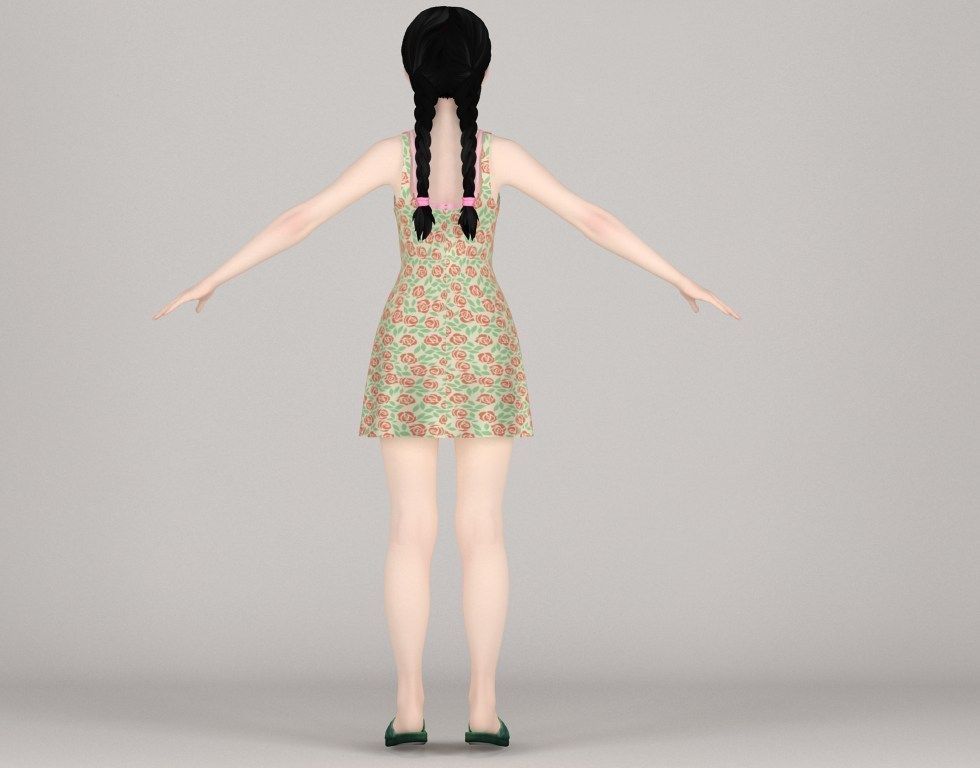 T pose rigged model of Kumiko with various outfit 3D model_21