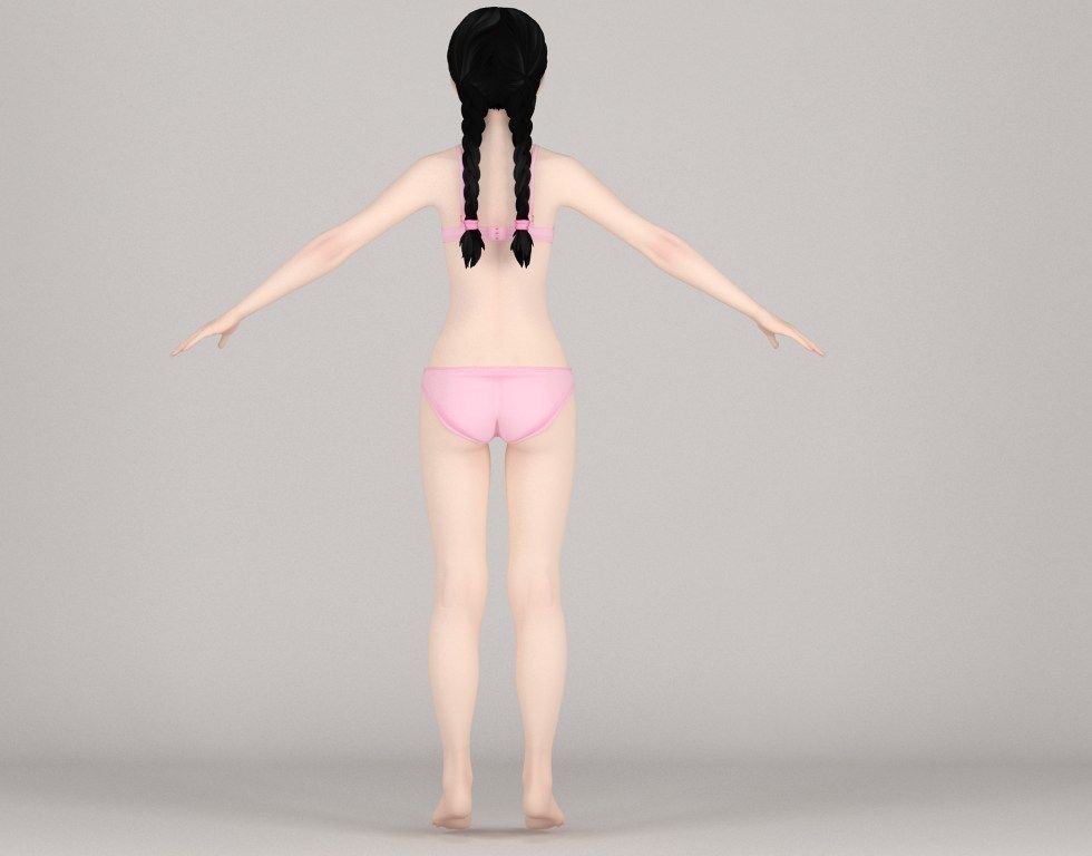 T pose rigged model of Kumiko with various outfit 3D model_22