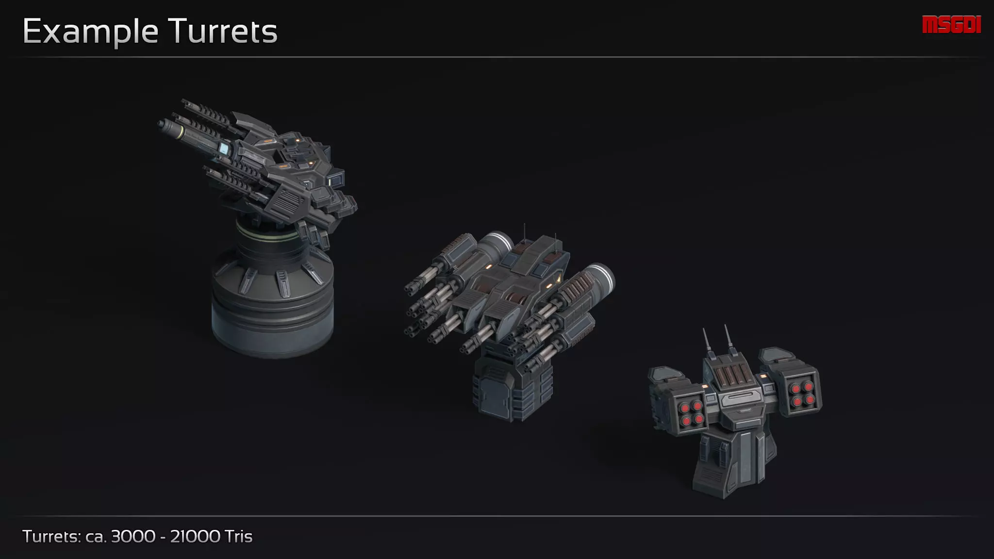Scifi Turret Collection II Low-poly 3D model_0