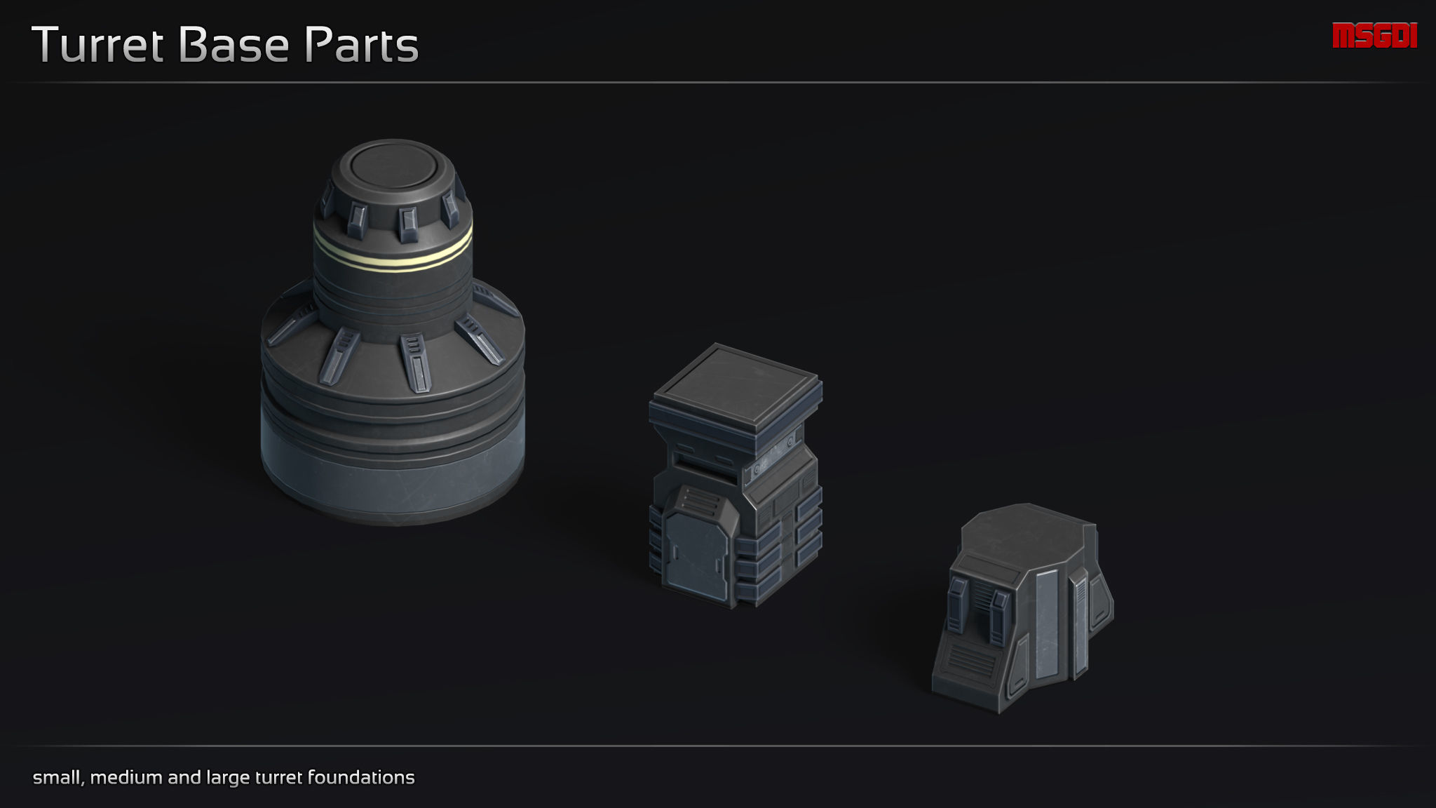 Scifi Turret Collection II Low-poly 3D model_1