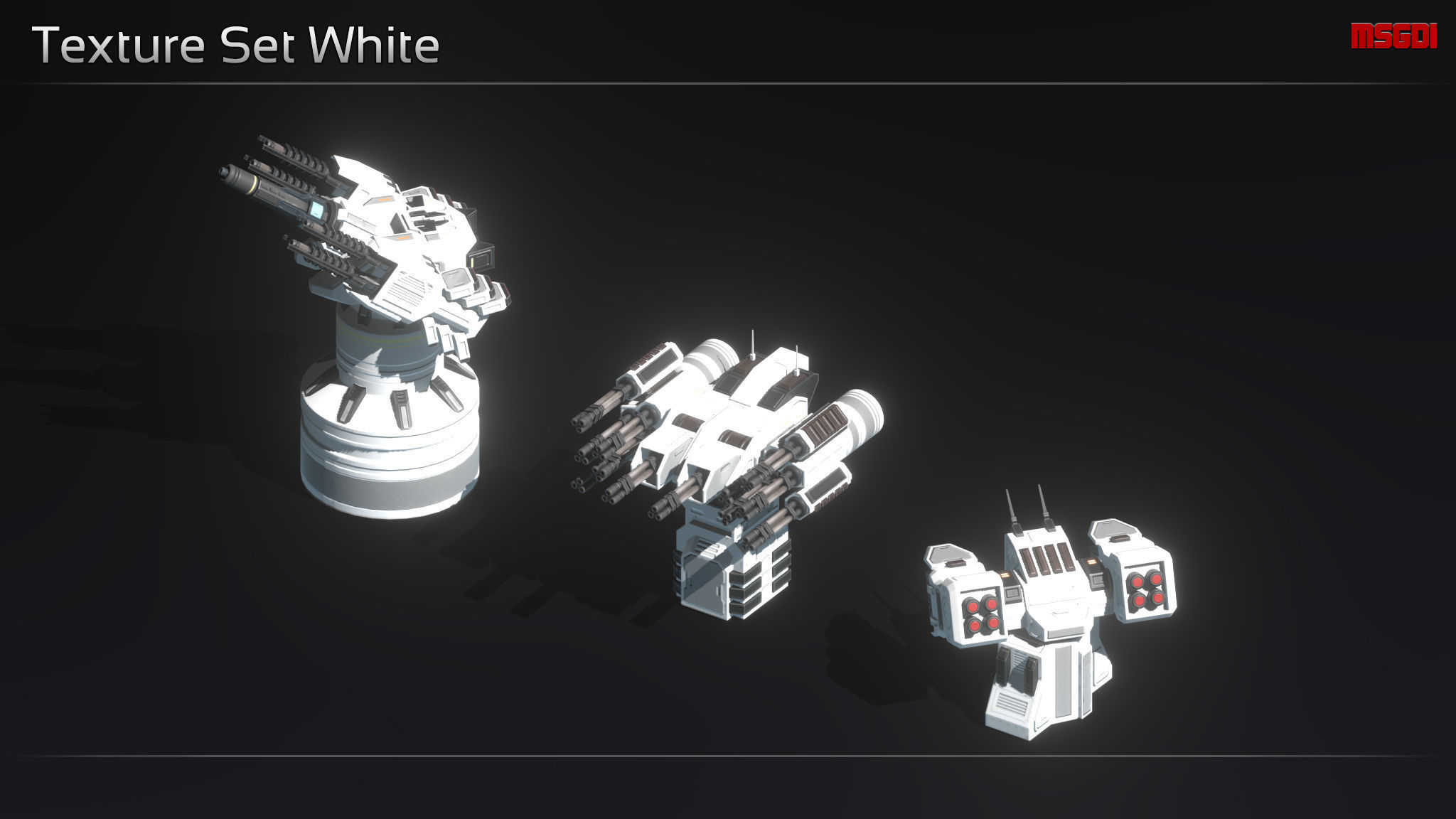 Scifi Turret Collection II Low-poly 3D model_11